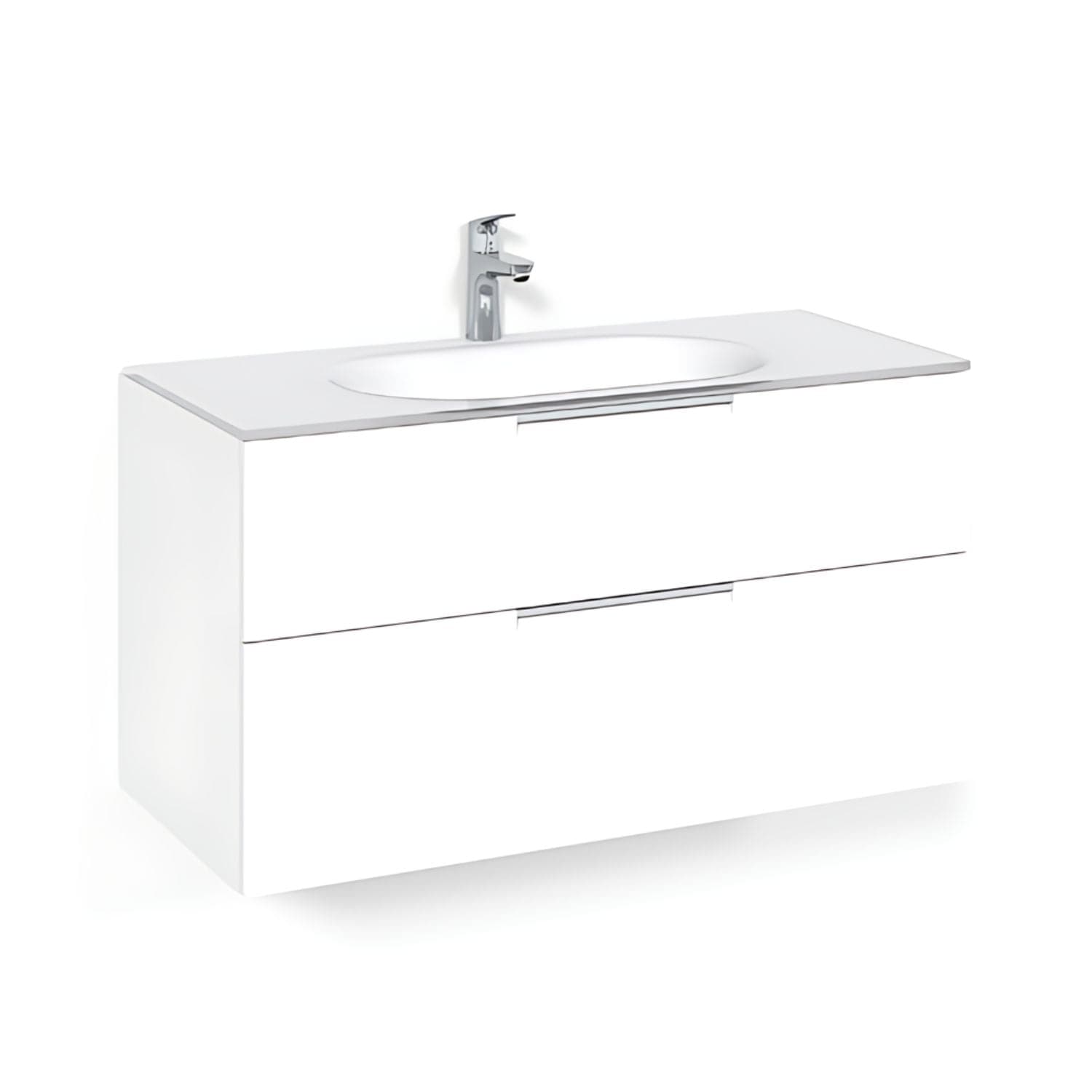 Macro Design CROWN Grip Servantskap 2-skuff - med Glasservant Hvit / 100cm / Glass Edge hvit Macro Design Møbelpakke bad BUN-FSK100VJVG