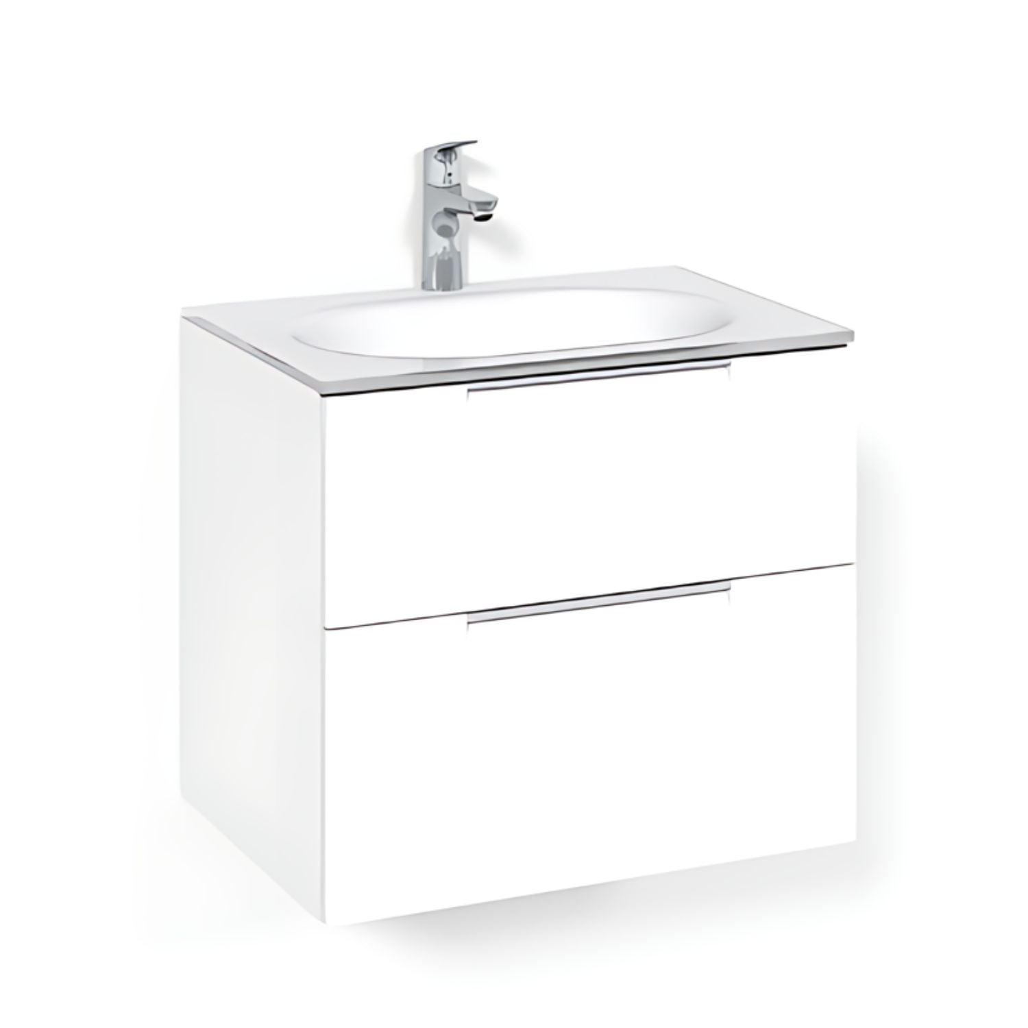 Macro Design CROWN Grip Servantskap 2-skuff - med Glasservant Hvit / 60cm / Glass Edge hvit Macro Design Møbelpakke bad BUN-FSK60VJVG