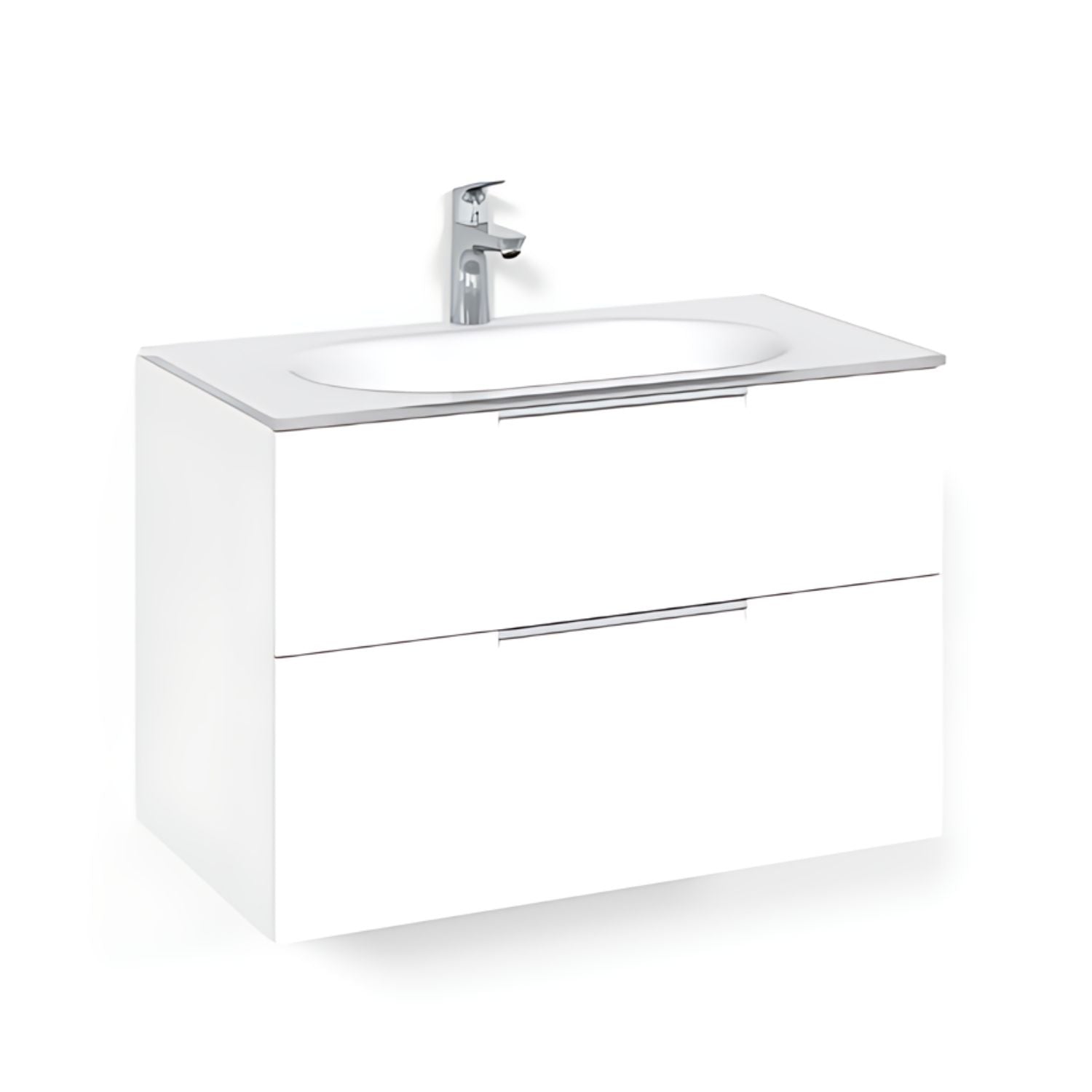 Macro Design CROWN Grip Servantskap 2-skuff - med Glasservant Hvit / 80cm / Glass Edge hvit Macro Design Møbelpakke bad BUN-FSK80VJVG