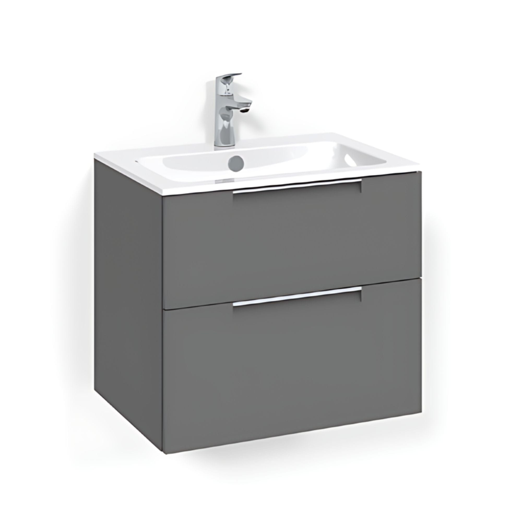 Macro Design CROWN Grip Servantskap 2 skuff - med LIGHT servant Antrasitt / 60cm / Light 14 Macro Design Servantskap BUN-FSK60ASL14