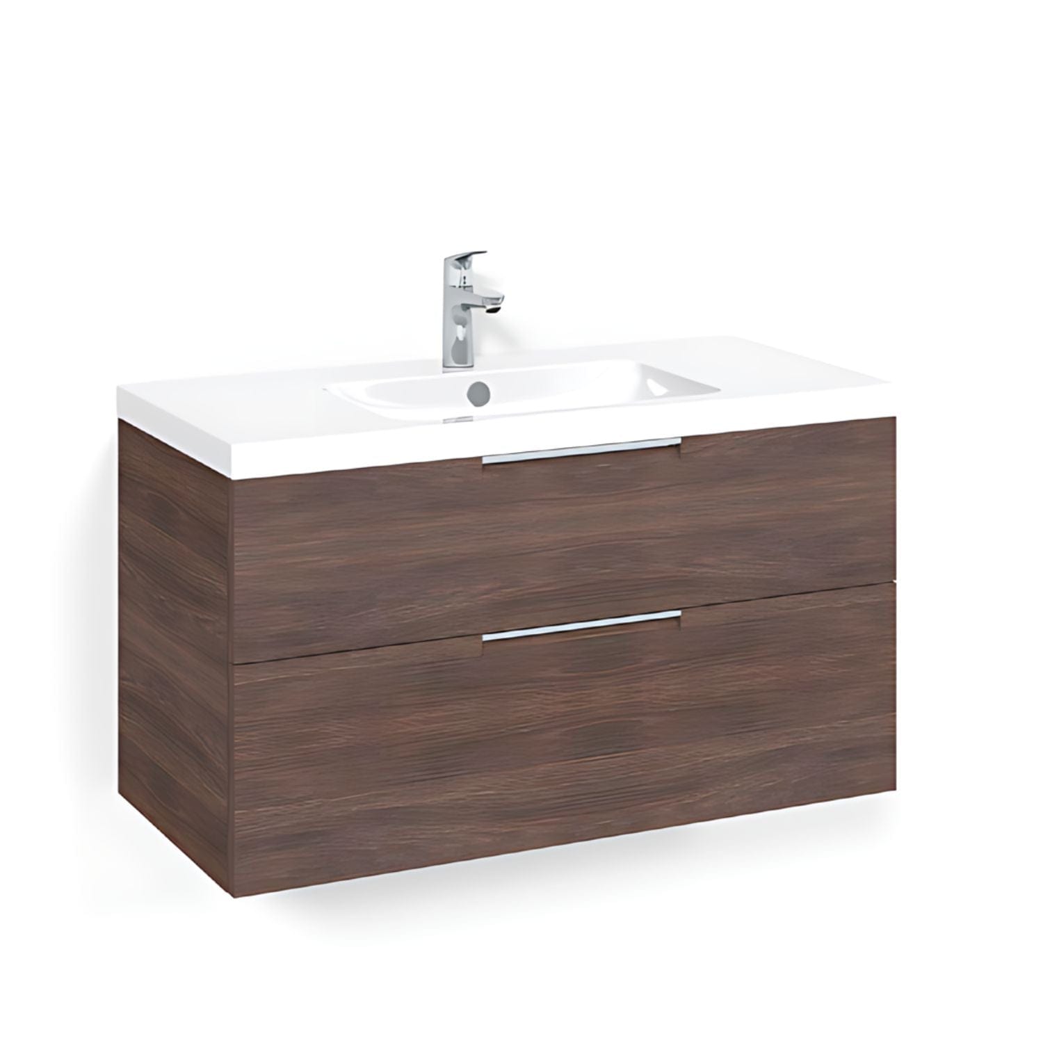 Macro Design CROWN Grip Servantskap 2 skuff - med LIGHT servant Brun ask / 100cm / Light 45 Macro Design Møbelpakke bad BUN-FSK100BJL45