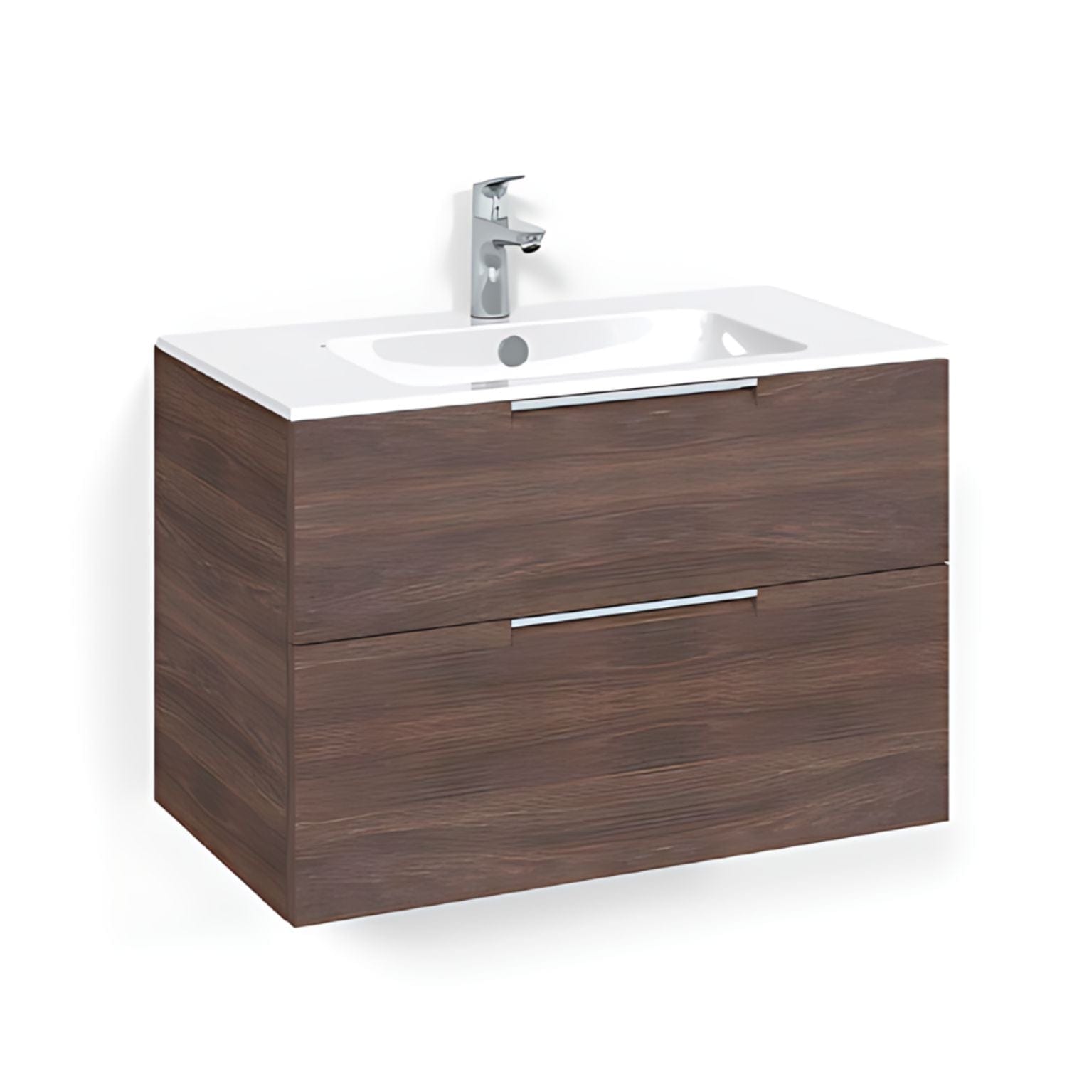 Macro Design CROWN Grip Servantskap 2 skuff - med LIGHT servant Brun ask / 80cm / Light 14 Macro Design Møbelpakke bad BUN-FSK80BJL14