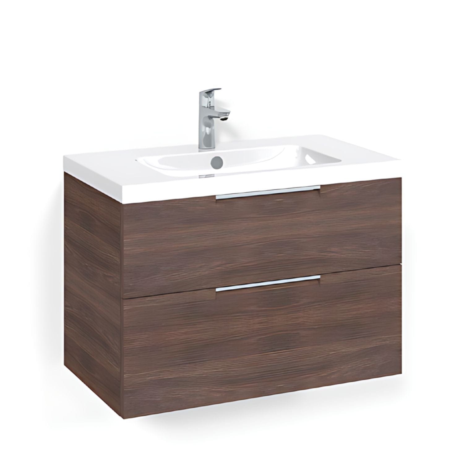 Macro Design CROWN Grip Servantskap 2 skuff - med LIGHT servant Brun ask / 80cm / Light 45 Macro Design Møbelpakke bad BUN-FSK80BJL45