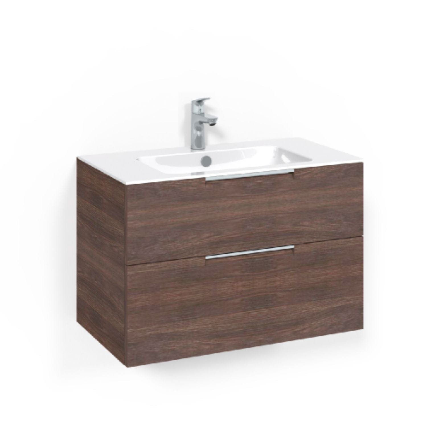 Macro Design CROWN Grip Servantskap 2 skuff - med LIGHT servant Brun ask / 80cm / Light 8 Macro Design Møbelpakke bad BUN-FSK80BJL8