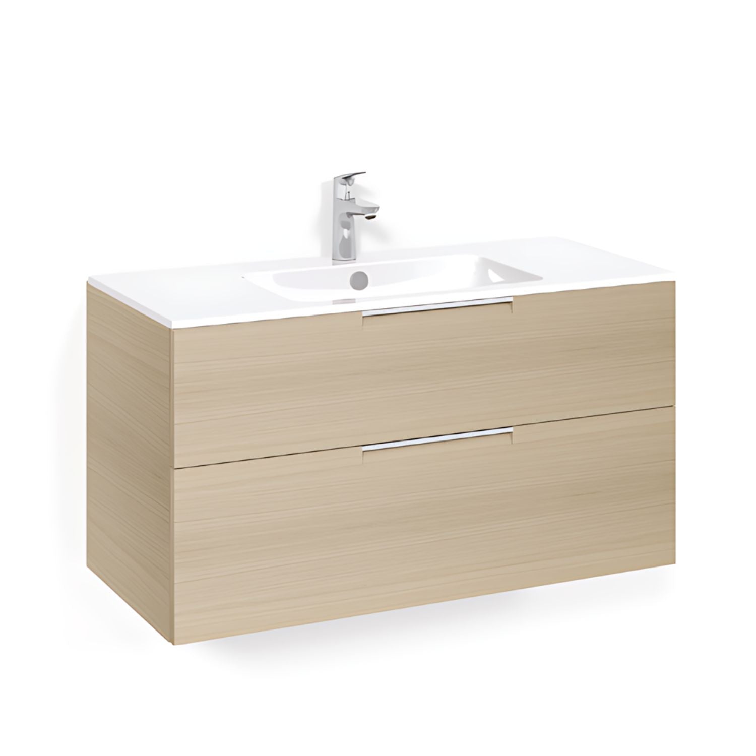 Macro Design CROWN Grip Servantskap 2 skuff - med LIGHT servant Eik / 100cm / Light 14 Macro Design Møbelpakke bad BUN-FSK100EJL14