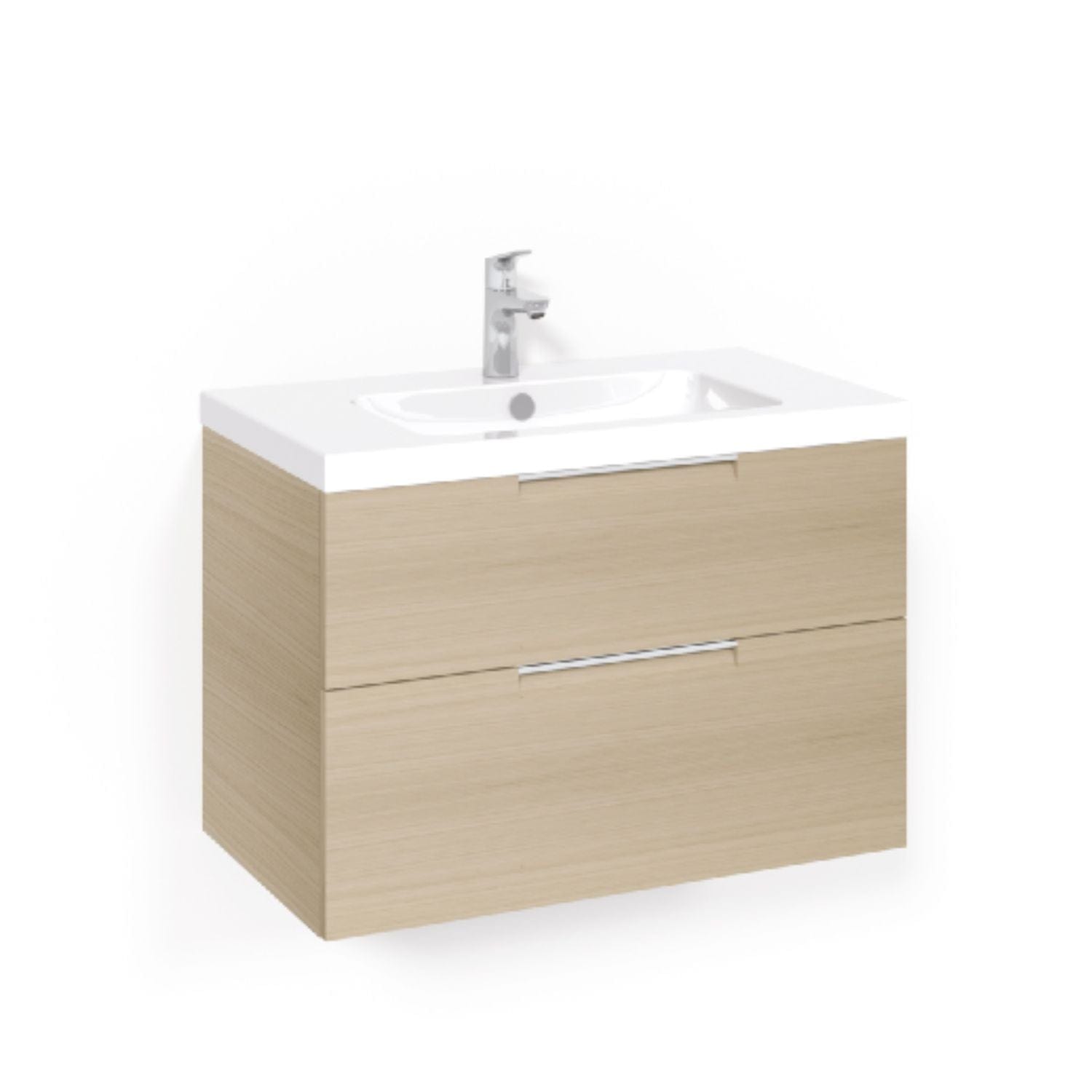 Macro Design CROWN Grip Servantskap 2 skuff - med LIGHT servant Eik / 80cm / Light 45 Macro Design Møbelpakke bad BUN-FSK80EJL45