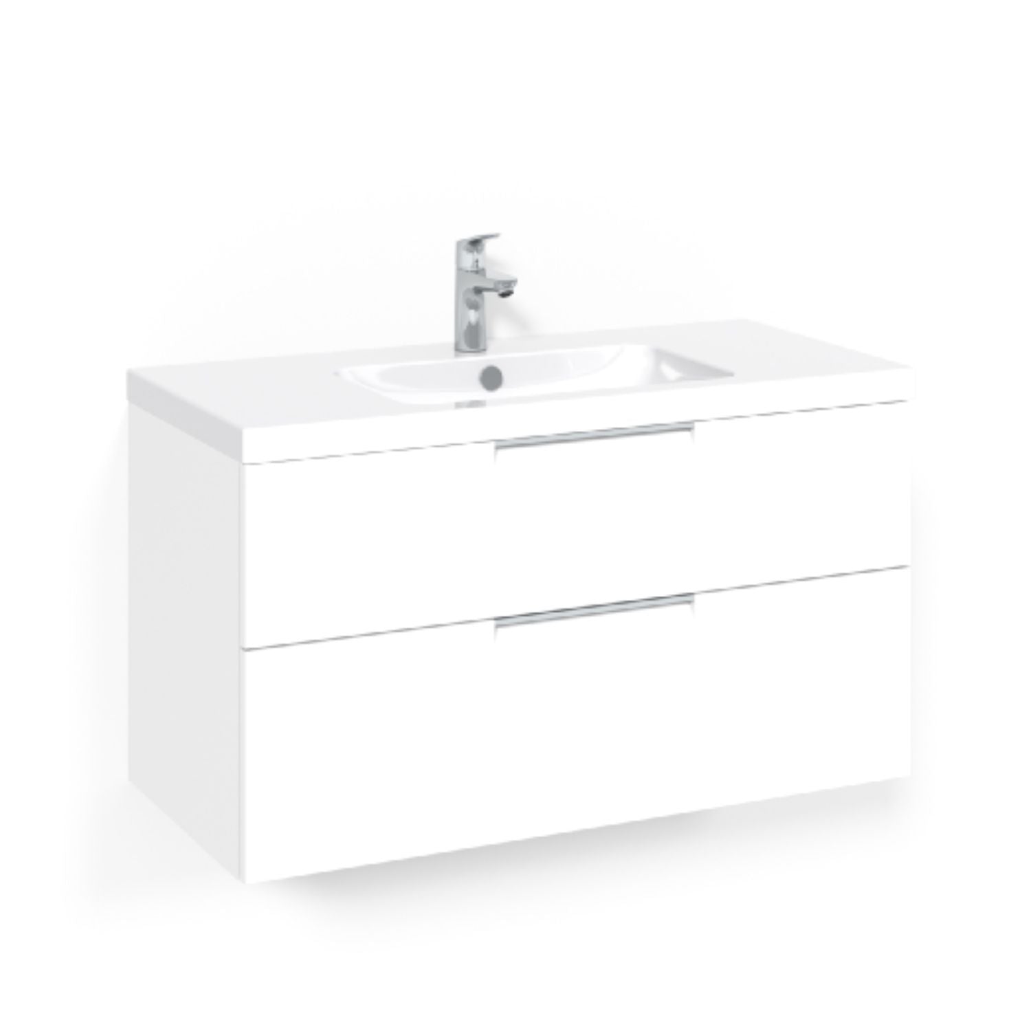 Macro Design CROWN Grip Servantskap 2 skuff - med LIGHT servant Hvit / 100cm / Light 45 Macro Design Møbelpakke bad BUN-FSK100VJL45