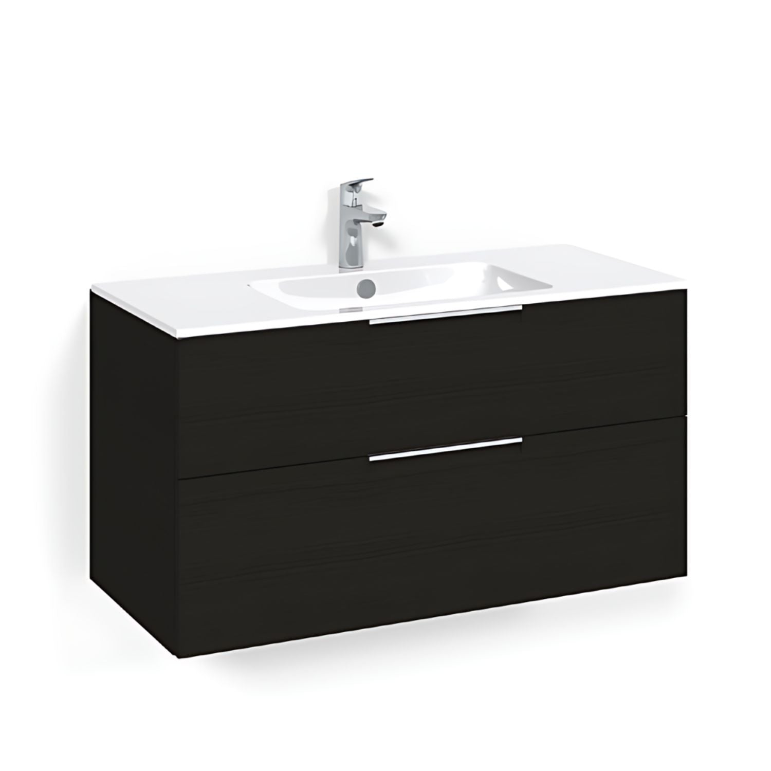 Macro Design CROWN Grip Servantskap 2 skuff - med LIGHT servant Svart eik / 100cm / Light 14 Macro Design Møbelpakke bad BUN-FSK100SJL14