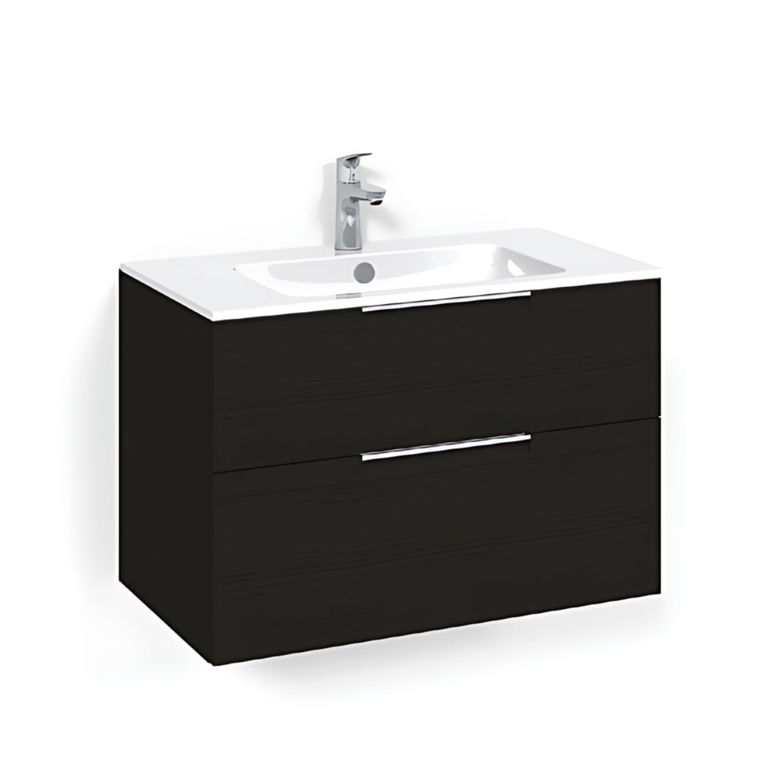 Macro Design CROWN Grip Servantskap 2 skuff - med LIGHT servant Svart eik / 80cm / Light 14 Macro Design Møbelpakke bad BUN-FSK80SJL14