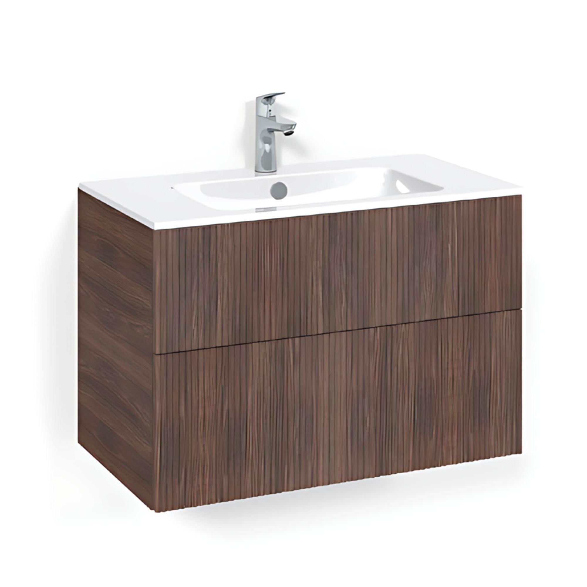 Macro Design CROWN Line/Push-open Servantskap 2 skuff - med LIGHT servant Brun ask / 80cm / Light 14 Macro Design Servantskap BUN-FSK80BLL14