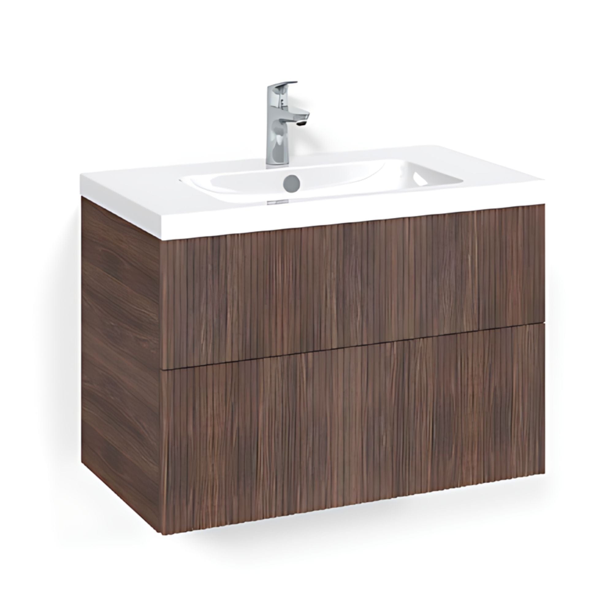 Macro Design CROWN Line Servantskap 2 skuff - med LIGHT servant Brun ask / 80cm / Light 45 Macro Design Servantskap BUN-FSK60BLPOL45