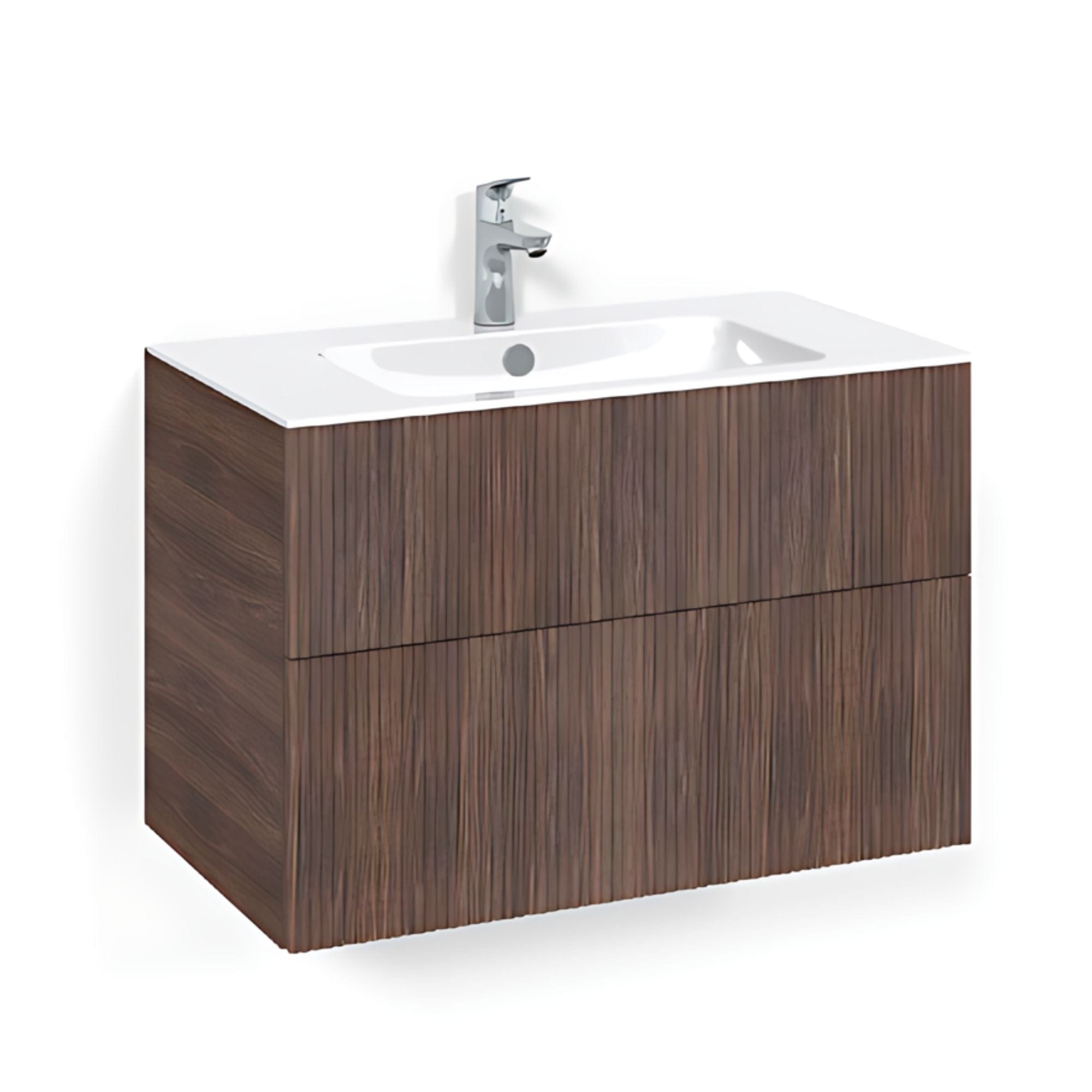 Macro Design CROWN Line Servantskap 2 skuff - med LIGHT servant Brun ask / 80cm / Light 8 Macro Design Servantskap BUN-FSK60BLPOL8