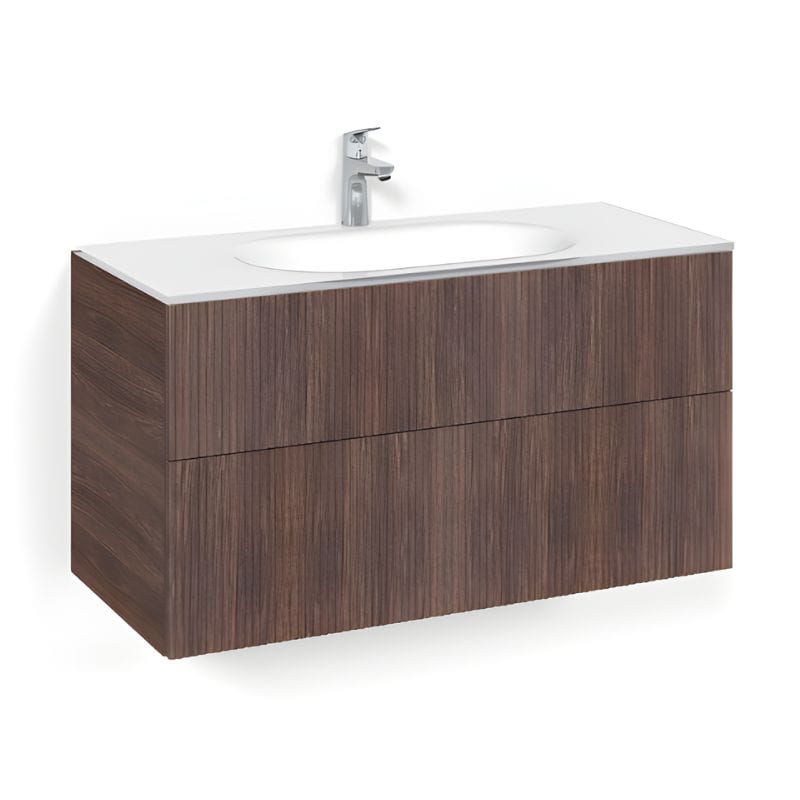 Macro Design CROWN Line Servantskap Glasservant Brun ask / 100cm / Glass Edge hvit Macro Design Møbelpakke bad BUN-FSK100BLVG