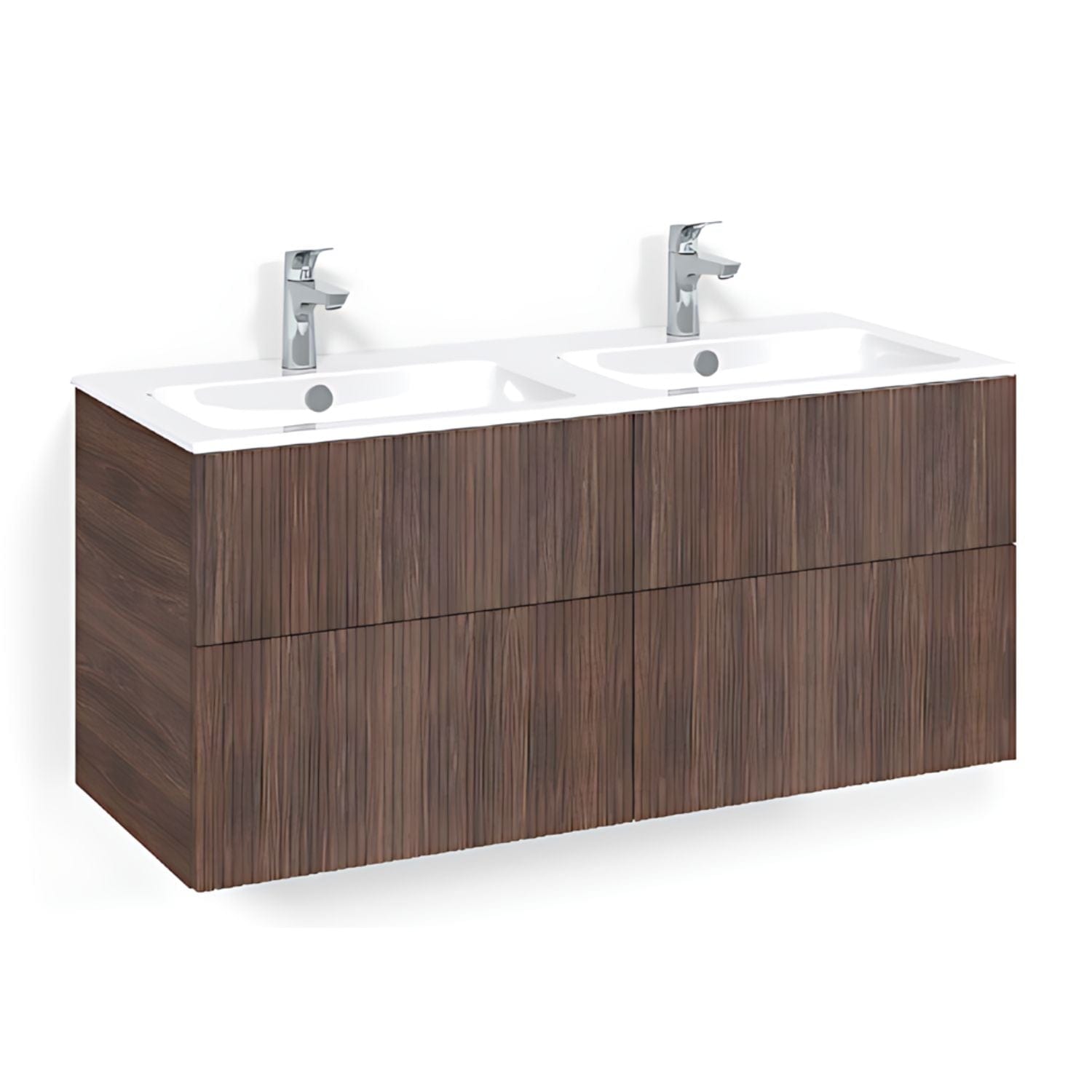 Macro Design CROWN Line Servantskap skuff - med LIGHT 14 servant 120cm dobbel Brun ask / Line Macro Design Møbelpakke bad BUN-FSK120BLL14