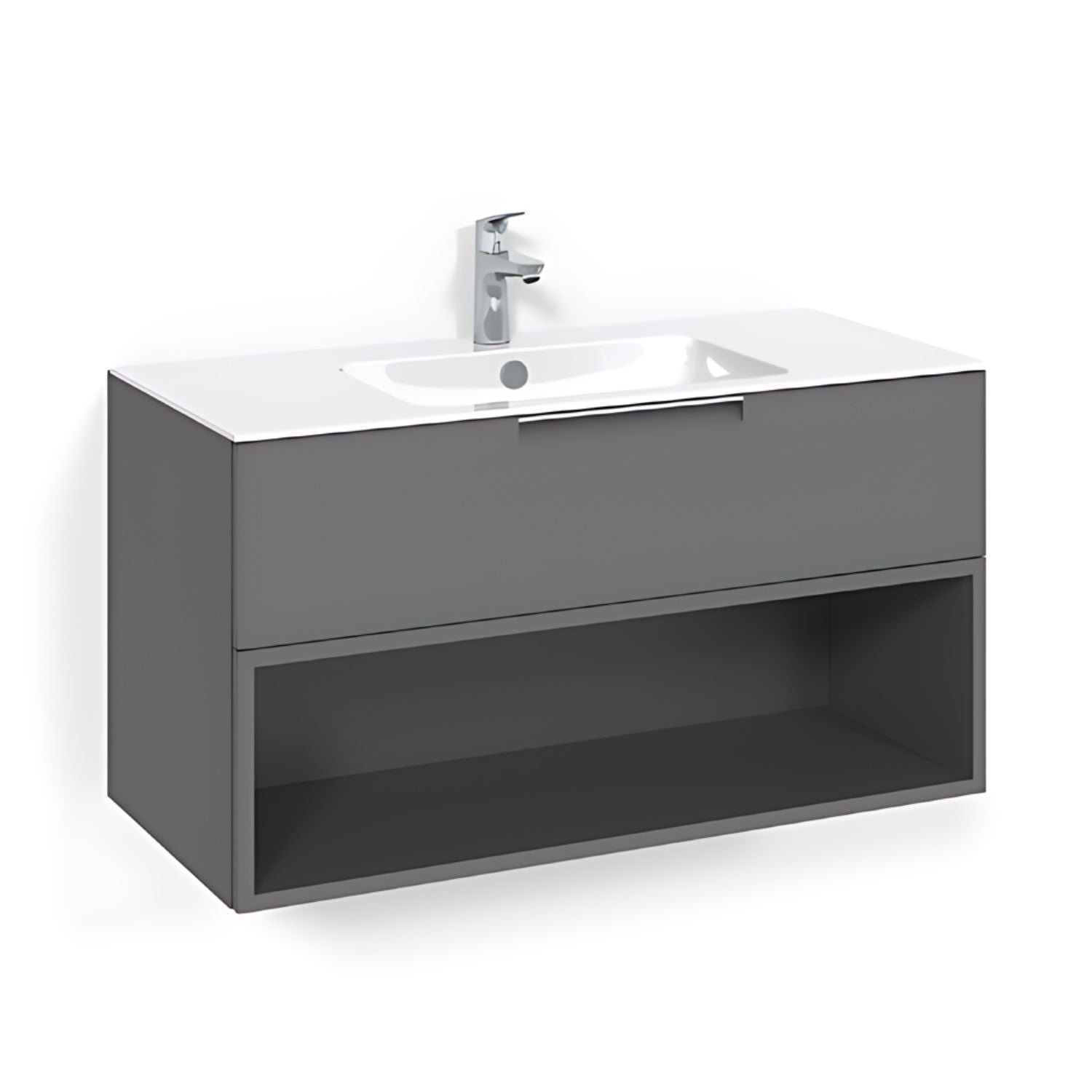 Macro Design CROWN Open box Servantskap 1 skuff - med LIGHT servant Antrasitt / 100cm / Light 8 Macro Design Møbelpakke bad BUN-FSK100AOL8