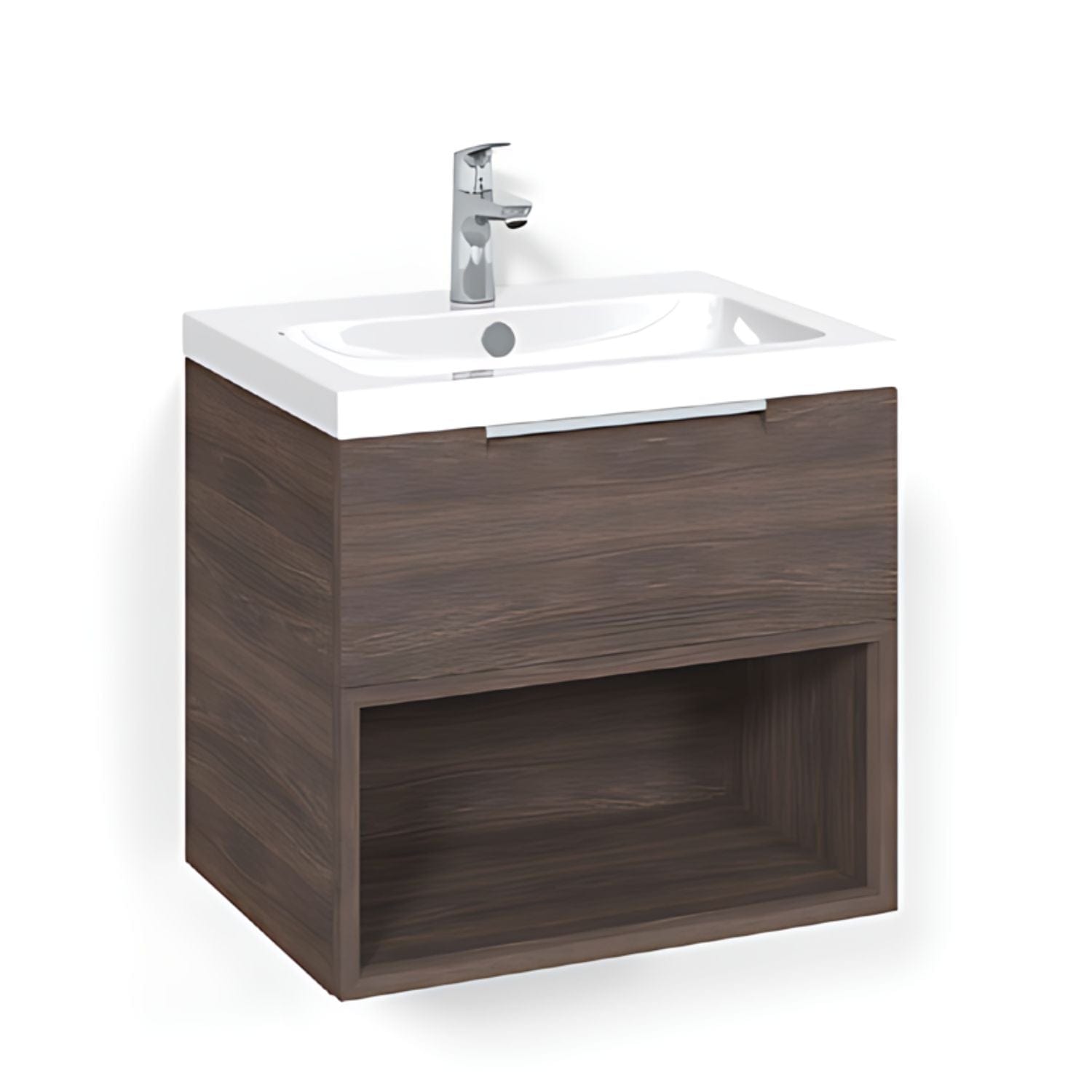 Macro Design CROWN Open box Servantskap 1 skuff - med LIGHT servant Brun ask / 60cm / Light 45 Macro Design Møbelpakke bad BUN-FSK60BOL45