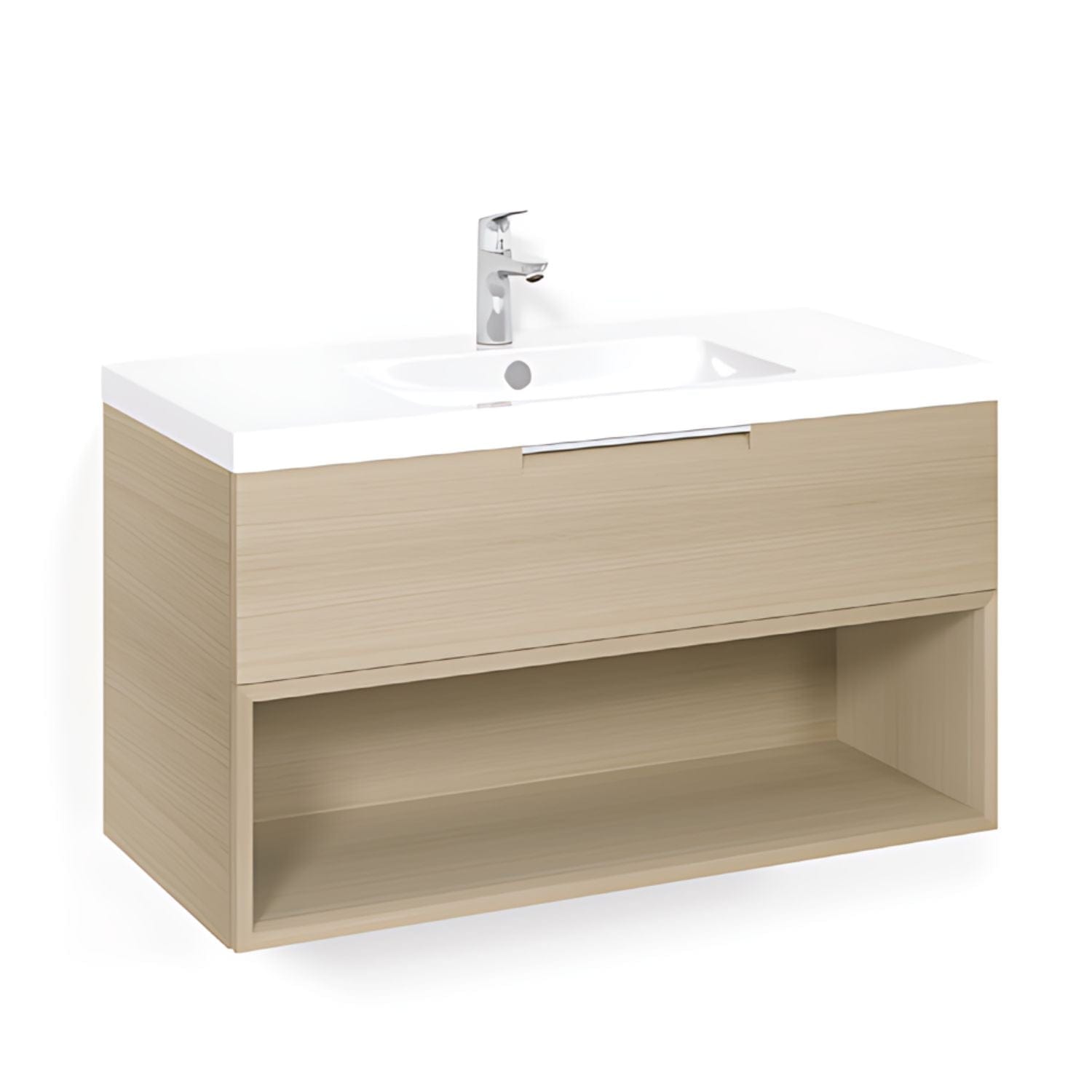 Macro Design CROWN Open box Servantskap 1 skuff - med LIGHT servant Eik / 100cm / Light 45 Macro Design Møbelpakke bad BUN-FSK100EOL45