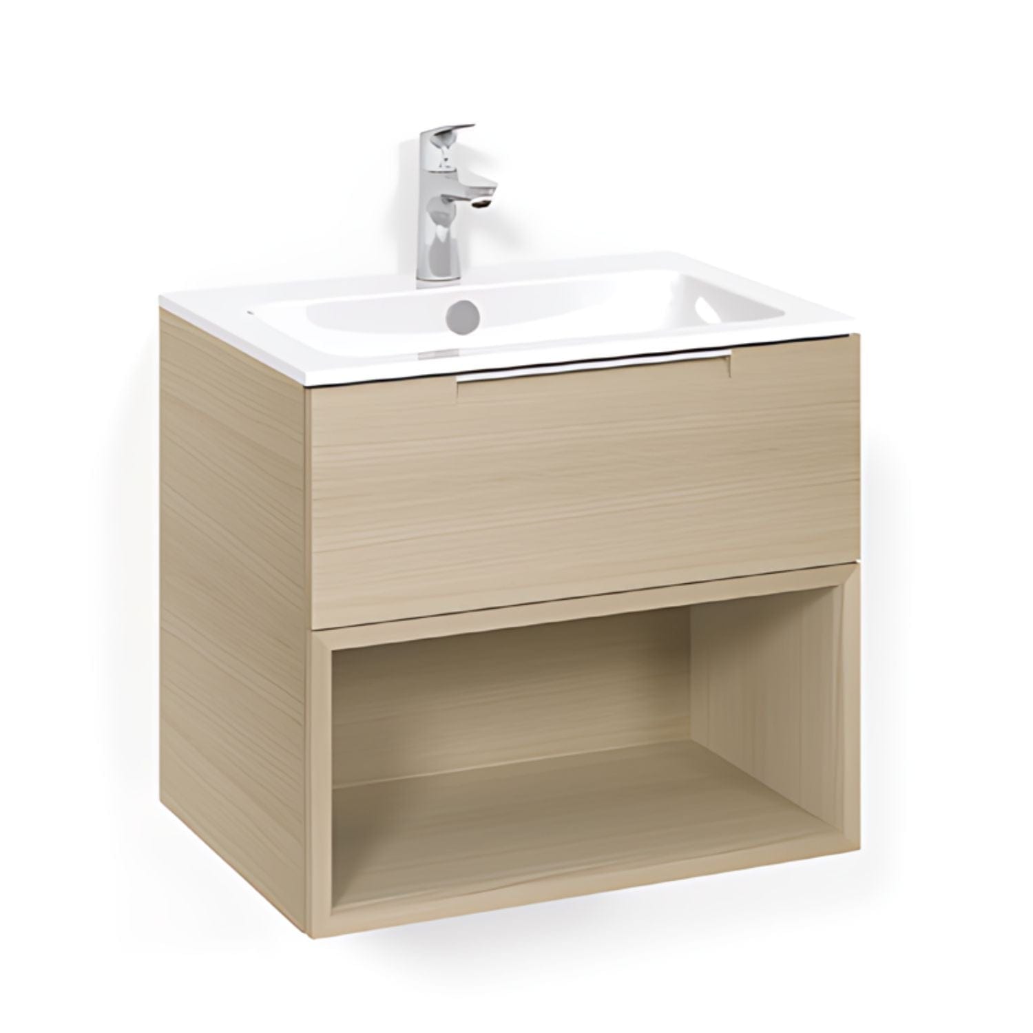 Macro Design CROWN Open box Servantskap 1 skuff - med LIGHT servant Eik / 60cm / Light 14 Macro Design Møbelpakke bad BUN-FSK60EOL14