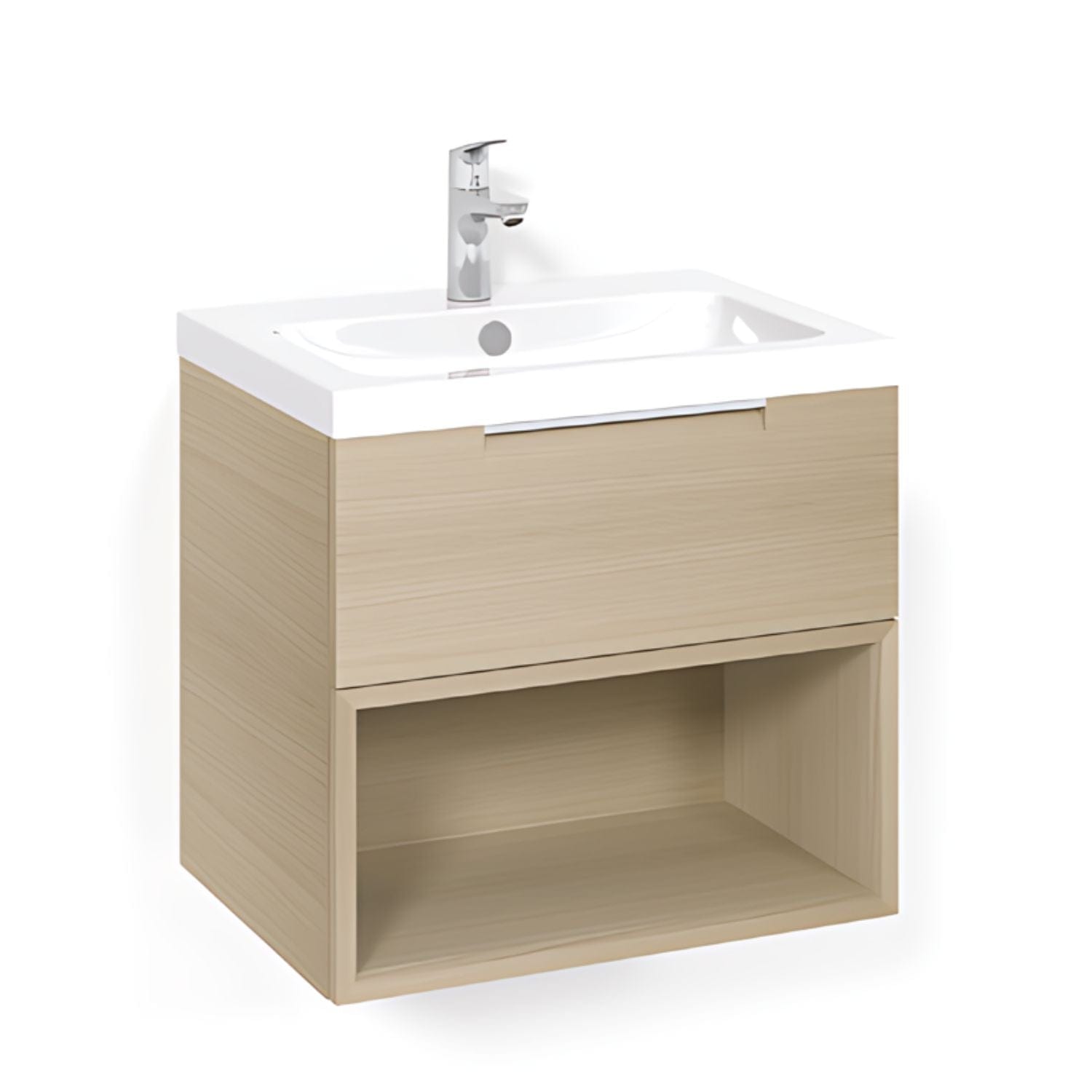 Macro Design CROWN Open box Servantskap 1 skuff - med LIGHT servant Eik / 60cm / Light 45 Macro Design Møbelpakke bad BUN-FSK60EOL45