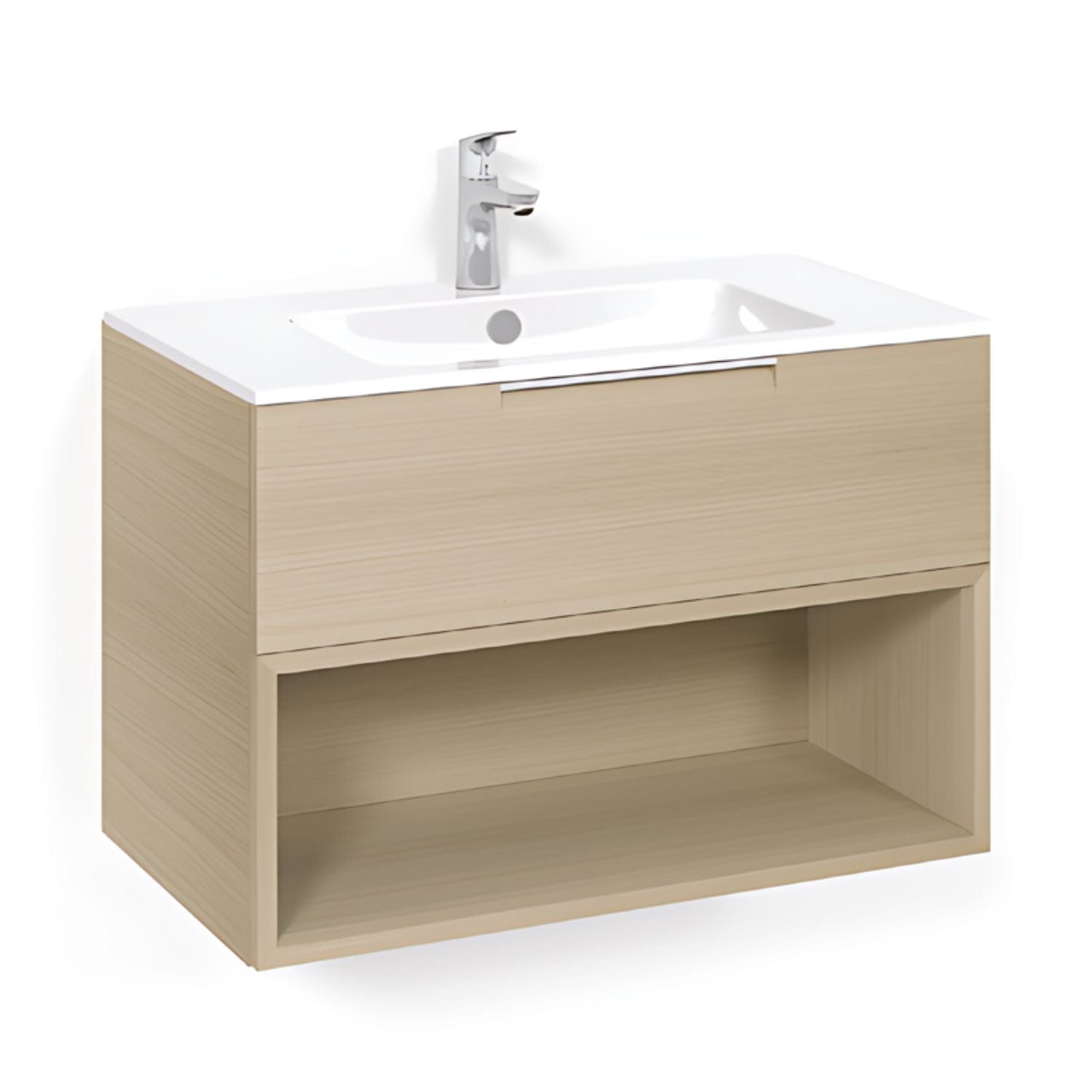 Macro Design CROWN Open box Servantskap 1 skuff - med LIGHT servant Eik / 80cm / Light 14 Macro Design Møbelpakke bad BUN-FSK80EOL14