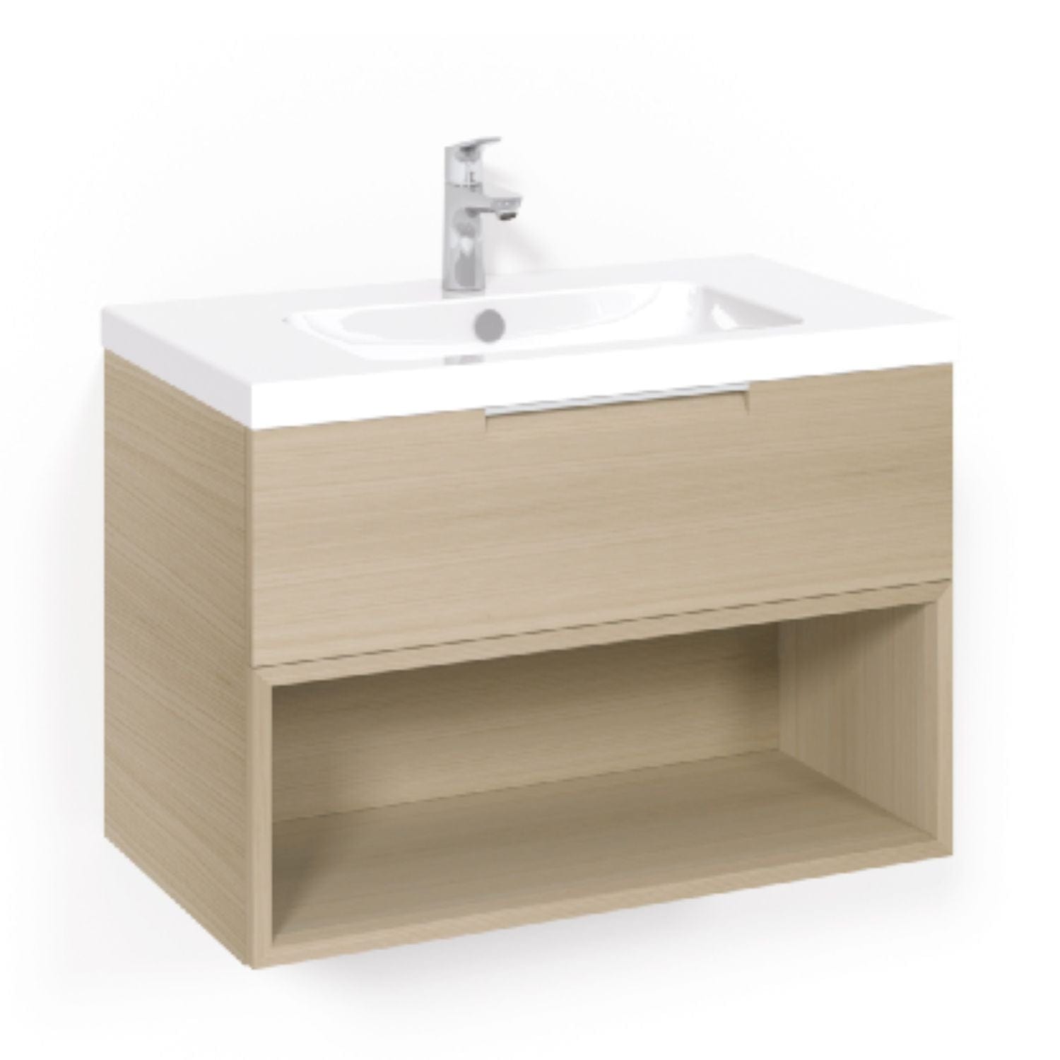 Macro Design CROWN Open box Servantskap 1 skuff - med LIGHT servant Eik / 80cm / Light 45 Macro Design Møbelpakke bad BUN-FSK80EOL45