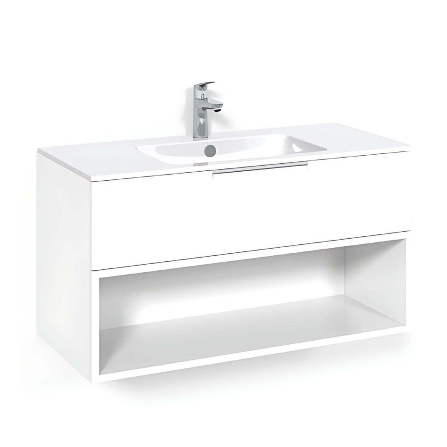 Macro Design CROWN Open box Servantskap 1 skuff - med LIGHT servant Hvit / 100cm / Light 14 Macro Design Møbelpakke bad BUN-FSK100VOL14