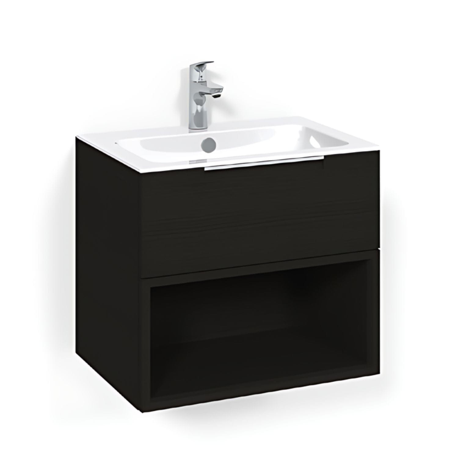 Macro Design CROWN Open box Servantskap 1 skuff - med LIGHT servant Svart eik / 60cm / Light 8 Macro Design Møbelpakke bad BUN-FSK60SOL8