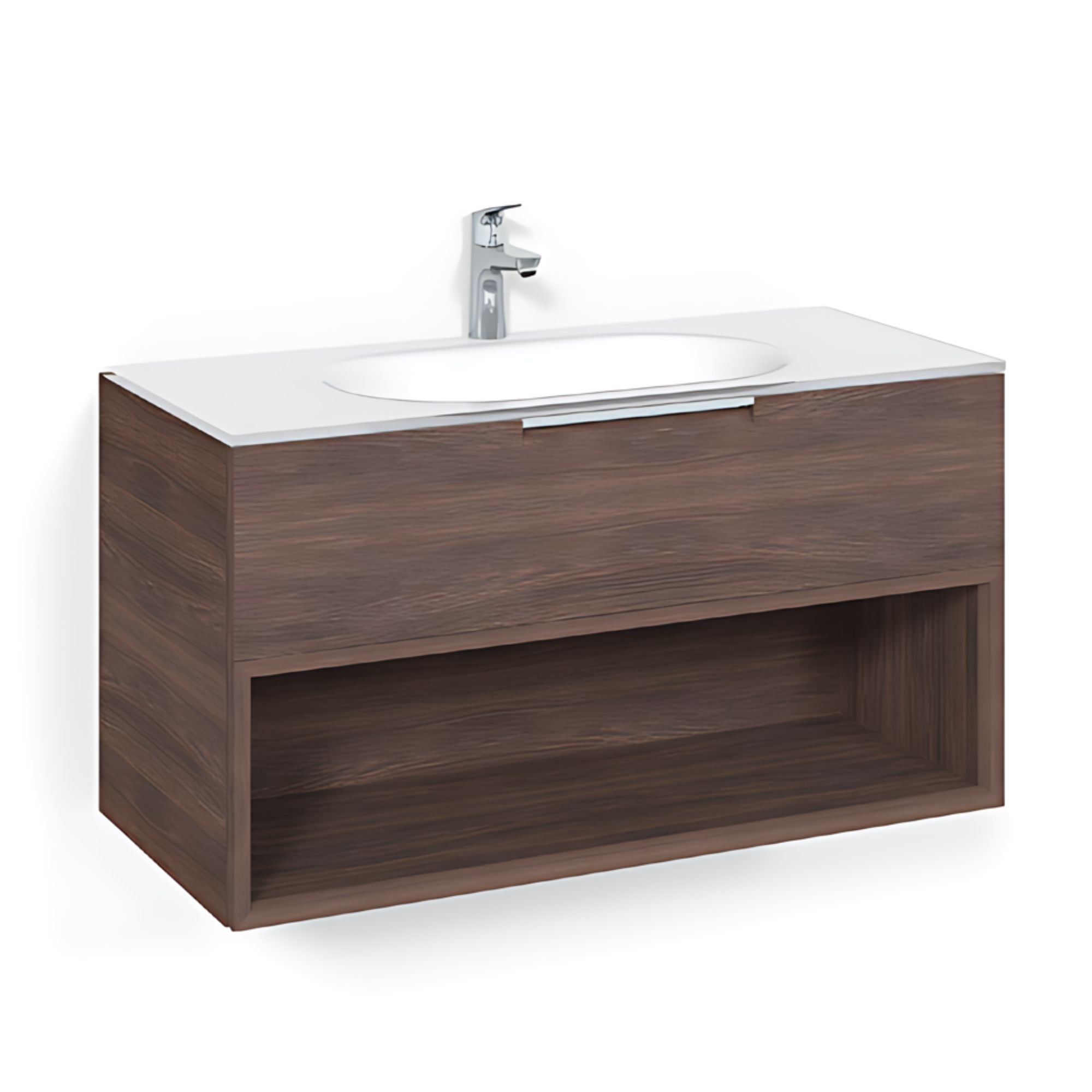 Macro Design CROWN Open box Servantskap 2-skuff - med Glasservant Brun ask / 100cm / Glass Edge hvit Macro Design Møbelpakke bad BUN-FSK100BOVG