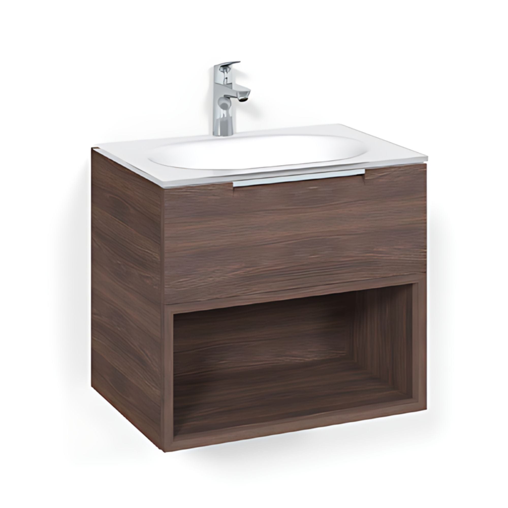 Macro Design CROWN Open box Servantskap 2-skuff - med Glasservant Brun ask / 60cm / Glass Edge hvit Macro Design Møbelpakke bad BUN-FSK60BOVG