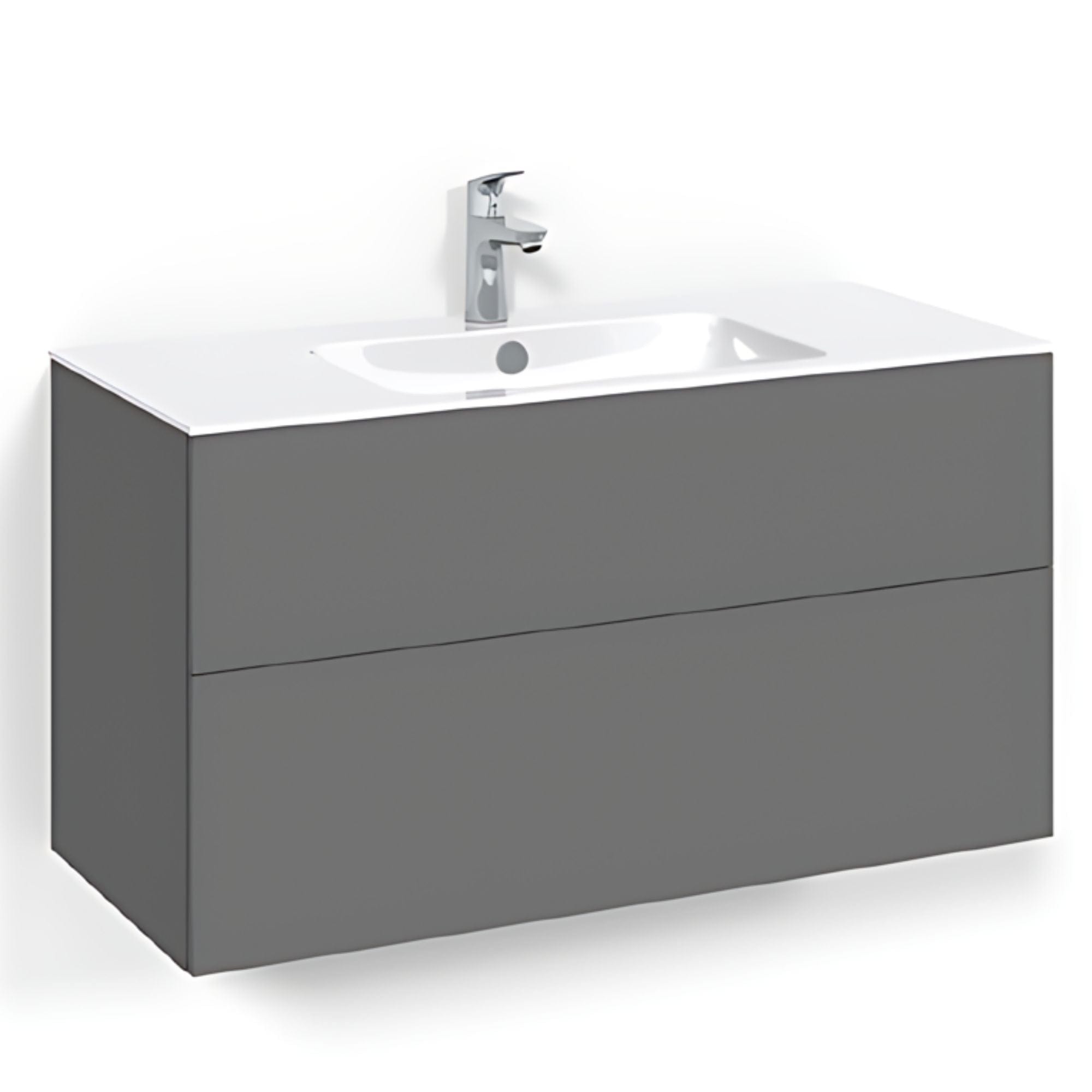 Macro Design CROWN Plain/Push-open Servantskap 2 skuff - med LIGHT servant Antrasitt / 100cm / Light 8 Macro Design Servantskap BUN-FSK100APL8