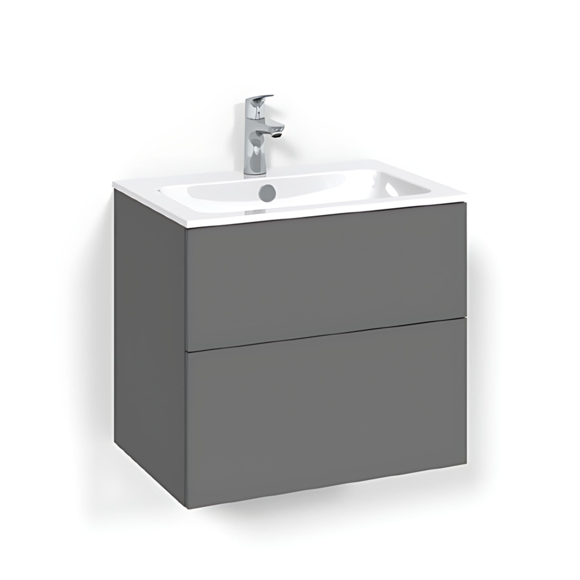 Macro Design CROWN Plain/Push-open Servantskap 2 skuff - med LIGHT servant Antrasitt / 60cm / Light 14 Macro Design Servantskap BUN-FSK60APL14