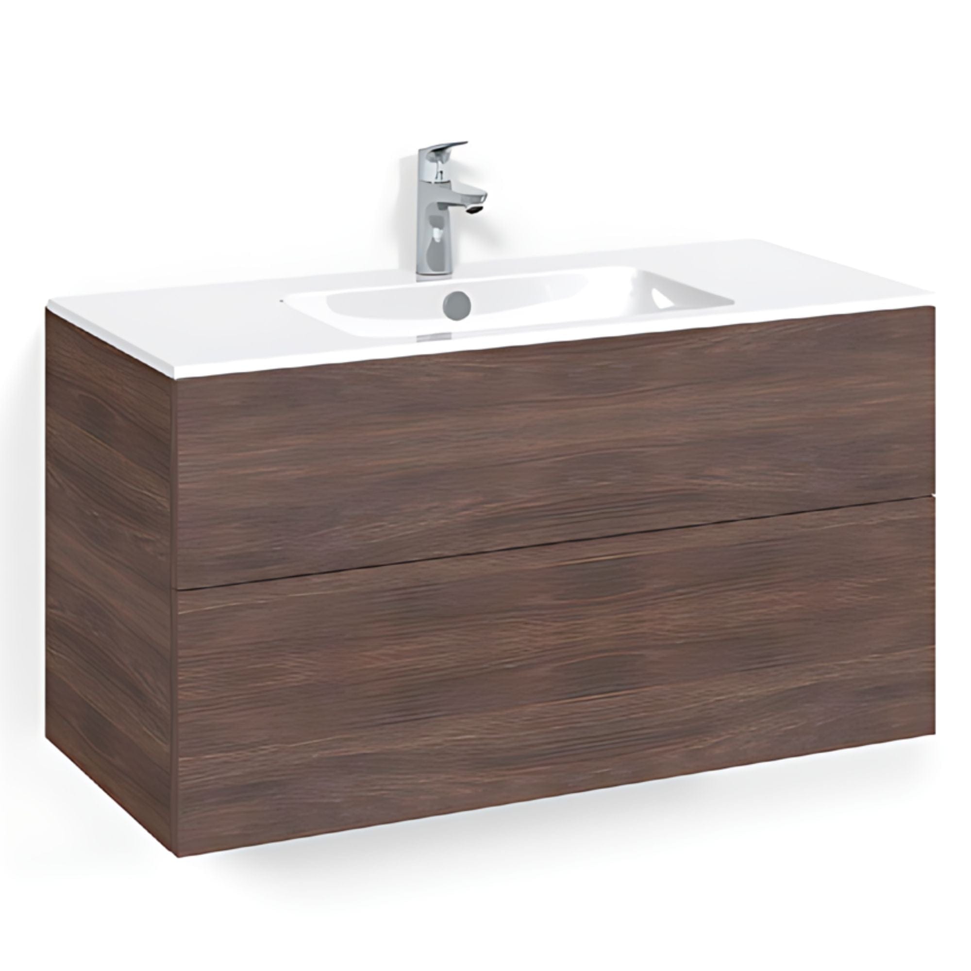 Macro Design CROWN Plain/Push-open Servantskap 2 skuff - med LIGHT servant Brun ask / 100cm / Light 14 Macro Design Servantskap BUN-FSK100BPL14