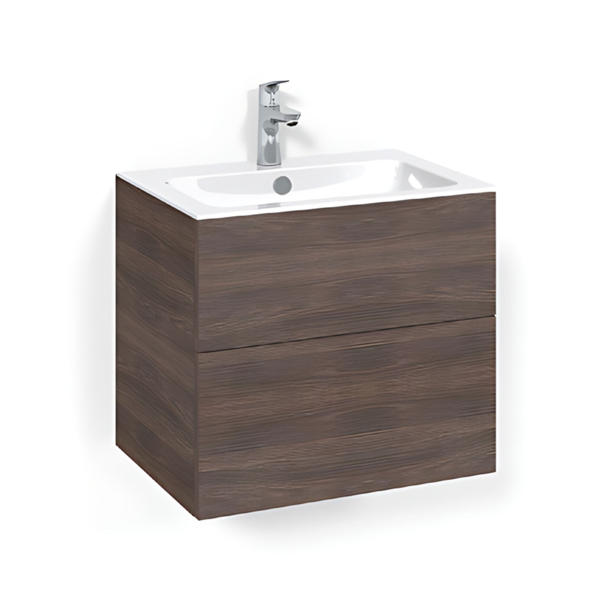 Macro Design CROWN Plain/Push-open Servantskap 2 skuff - med LIGHT servant Brun ask / 60cm / Light 8 Macro Design Servantskap BUN-FSK60BPL8