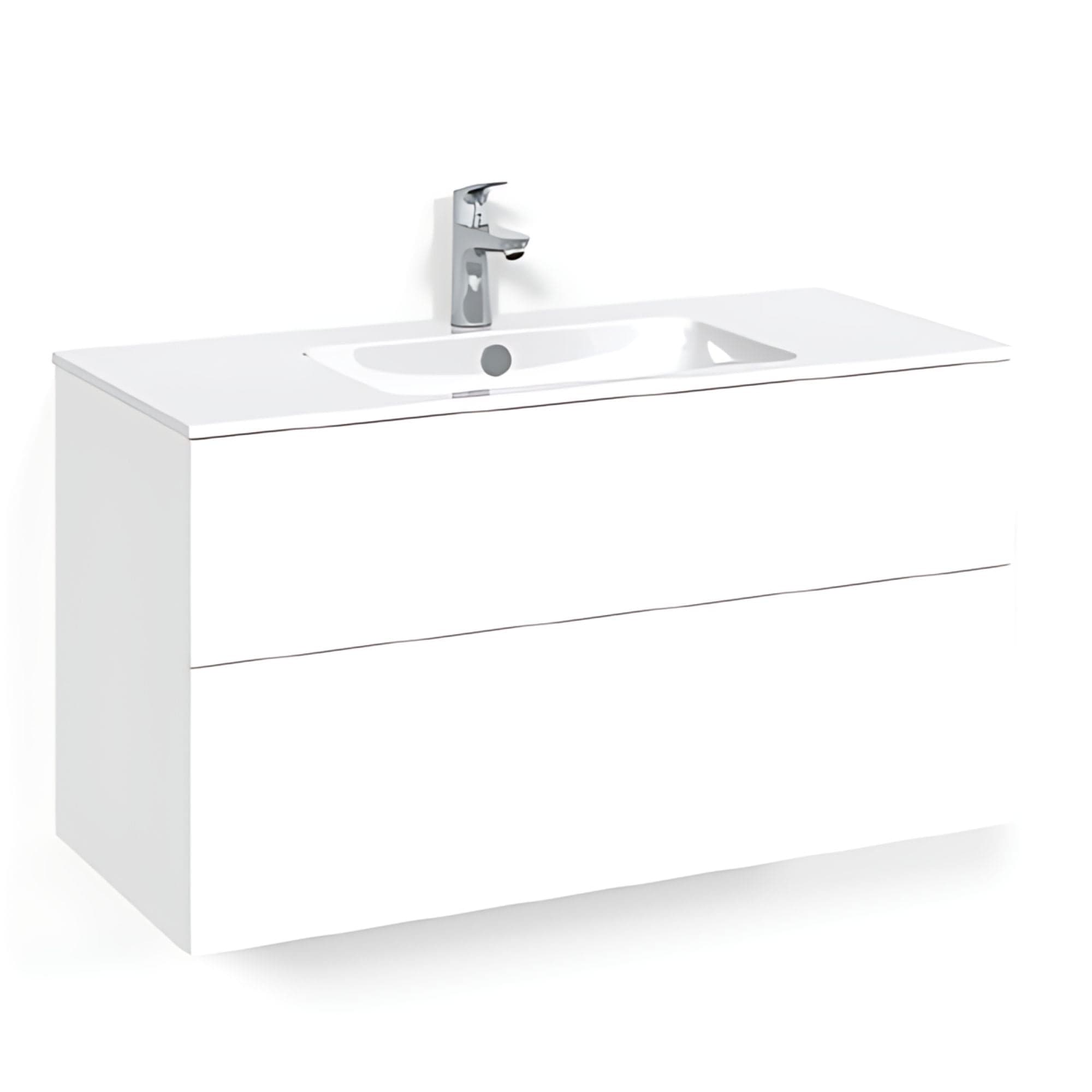 Macro Design CROWN Plain/Push-open Servantskap 2 skuff - med LIGHT servant Hvit / 100cm / Light 14 Macro Design Servantskap BUN-FSK100VPL14