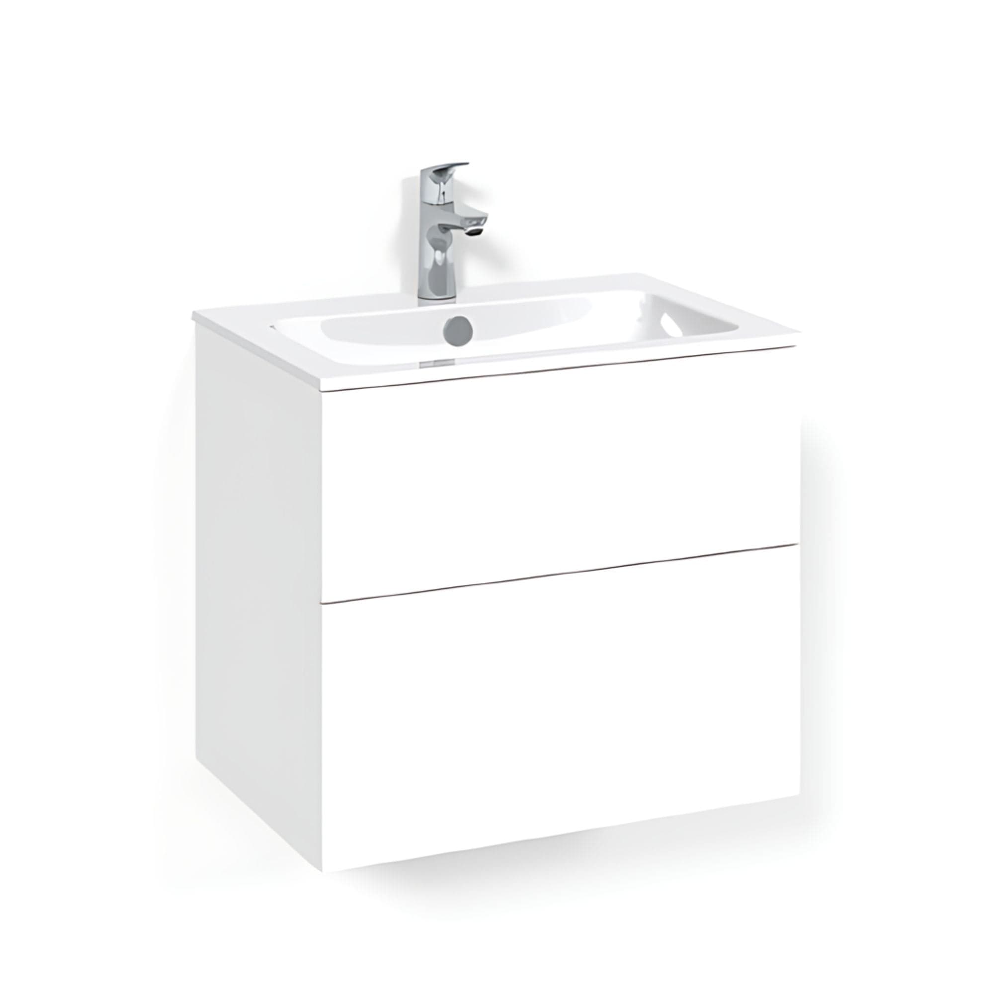 Macro Design CROWN Plain/Push-open Servantskap 2 skuff - med LIGHT servant Hvit / 60cm / Light 14 Macro Design Servantskap BUN-FSK60VPL14