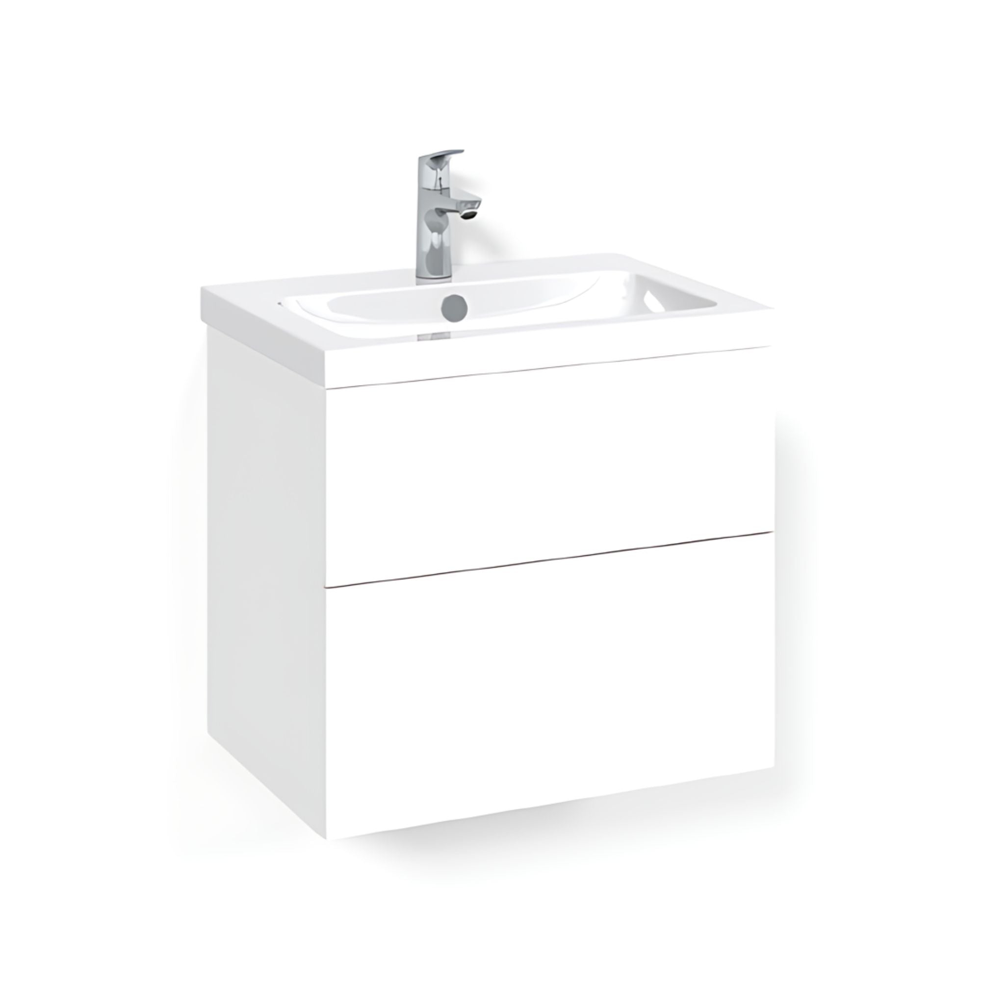 Macro Design CROWN Plain/Push-open Servantskap 2 skuff - med LIGHT servant Hvit / 60cm / Light 45 Macro Design Servantskap BUN-FSK60VPL45