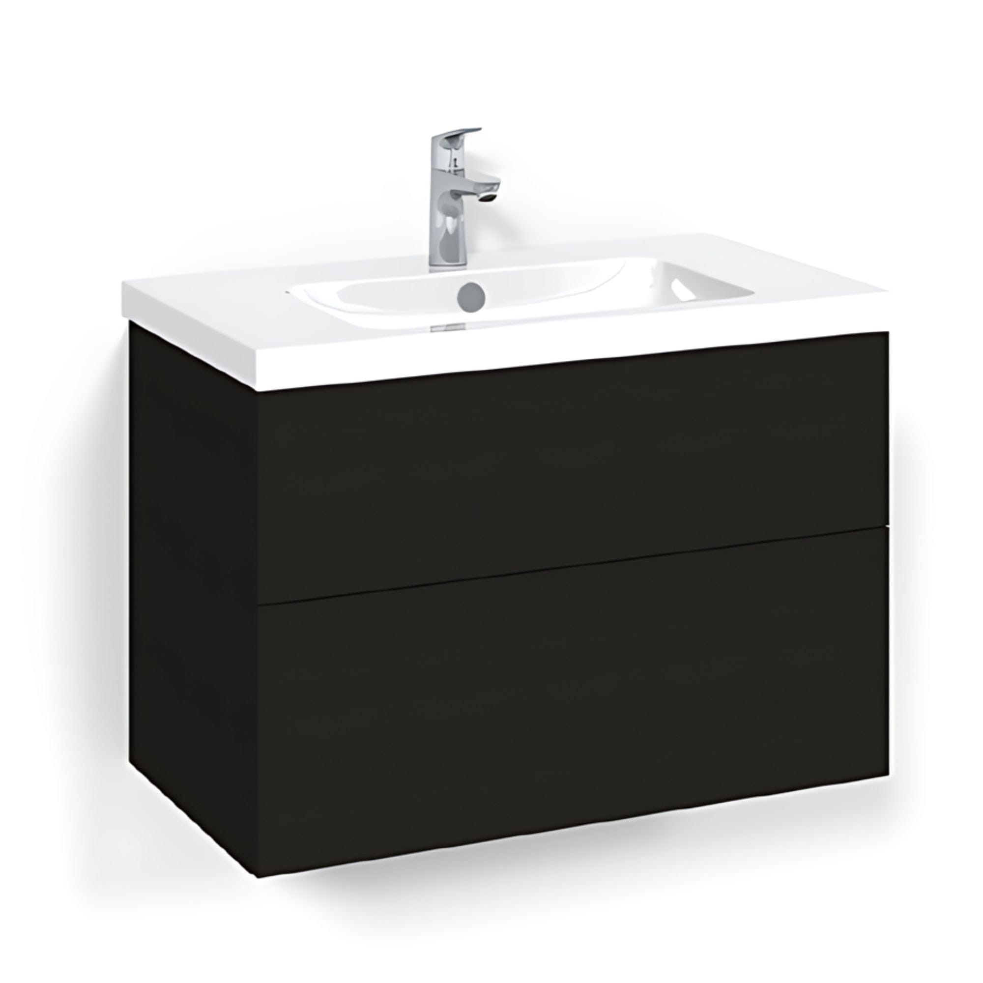 Macro Design CROWN Plain/Push-open Servantskap 2 skuff - med LIGHT servant Svart eik / 80cm / Light 45 Macro Design Servantskap BUN-FSK80SPL45