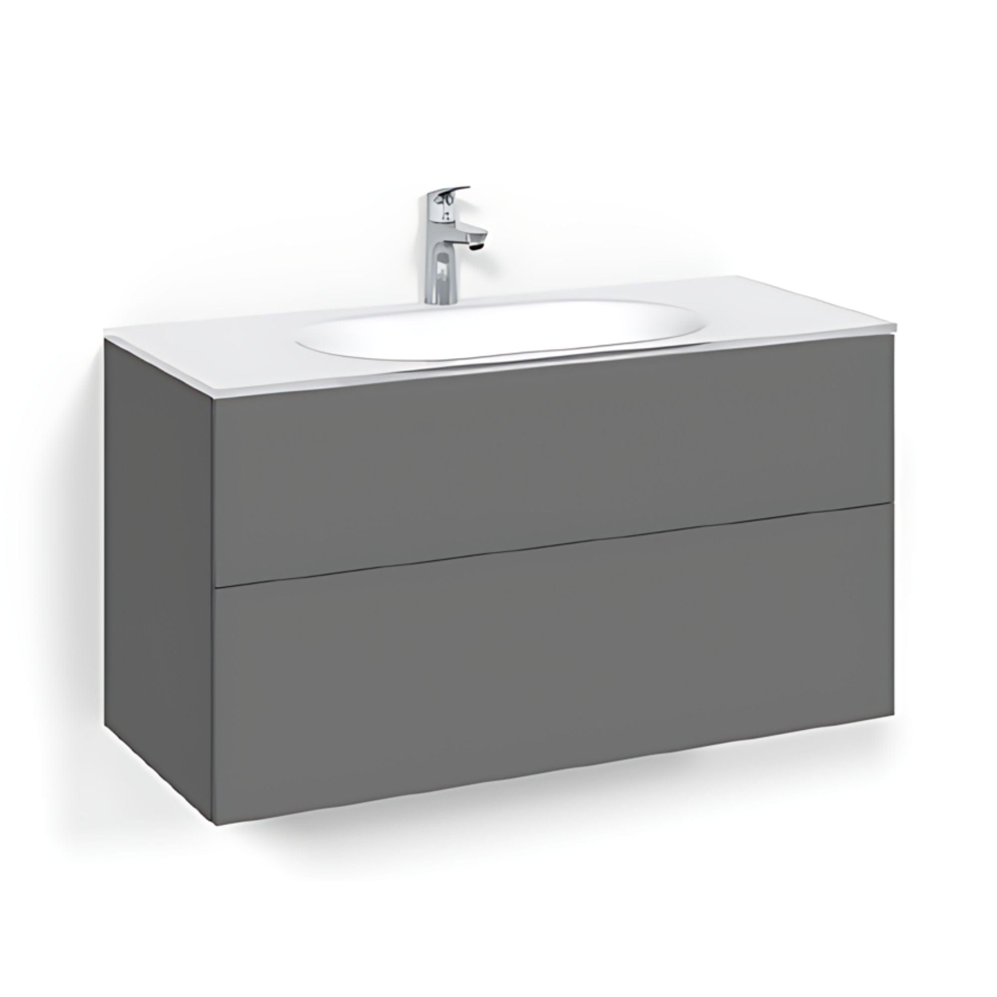 Macro Design CROWN Plain Servantskap 2-skuff - med Glasservant Antrasitt / 100cm / Glass Edge hvit Macro Design Møbelpakke bad BUN-FSK100APG