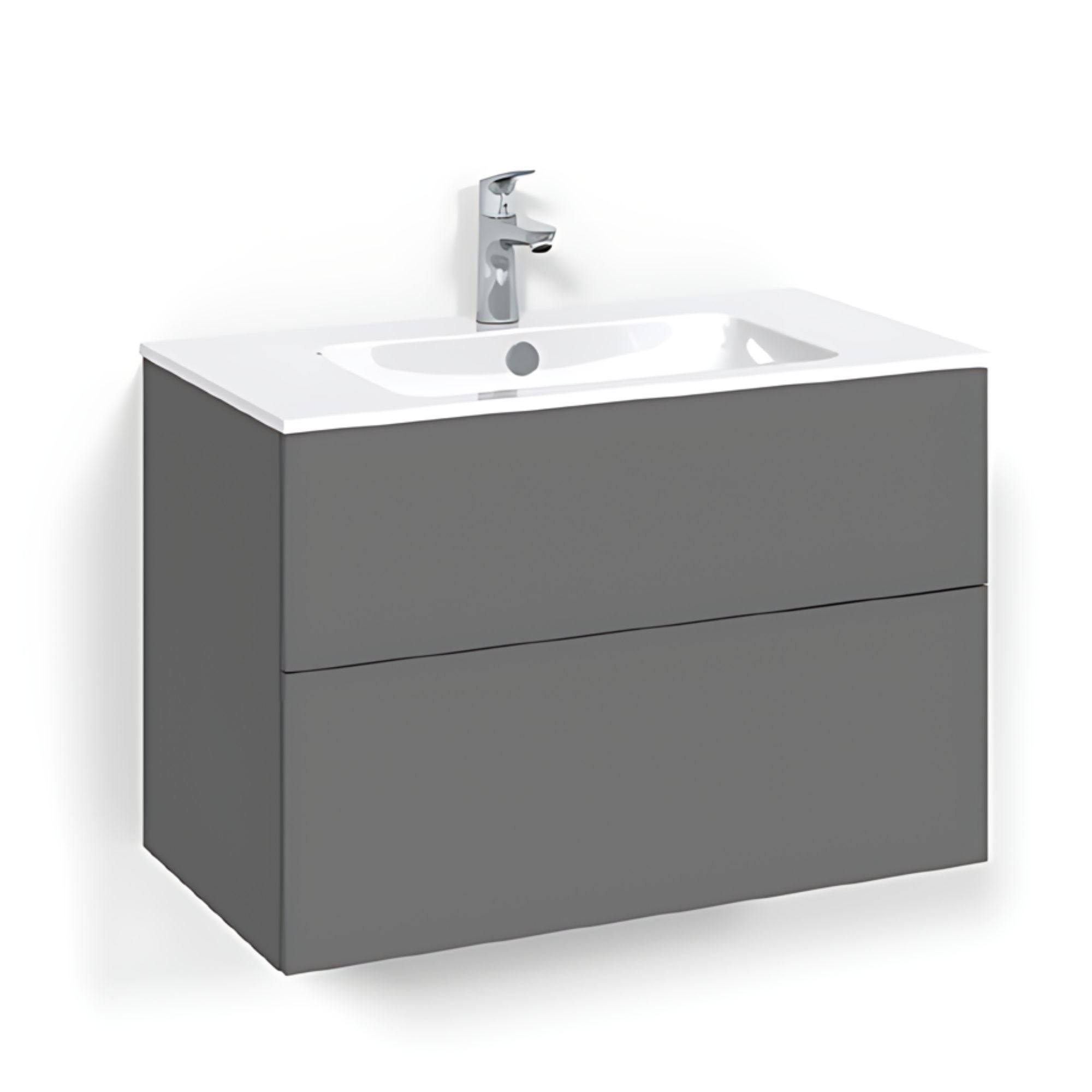 Macro Design CROWN Plain Servantskap 2 skuff - med LIGHT servant Antrasitt / 80cm / Light 14 Macro Design Servantskap BUN-FSK80APL14