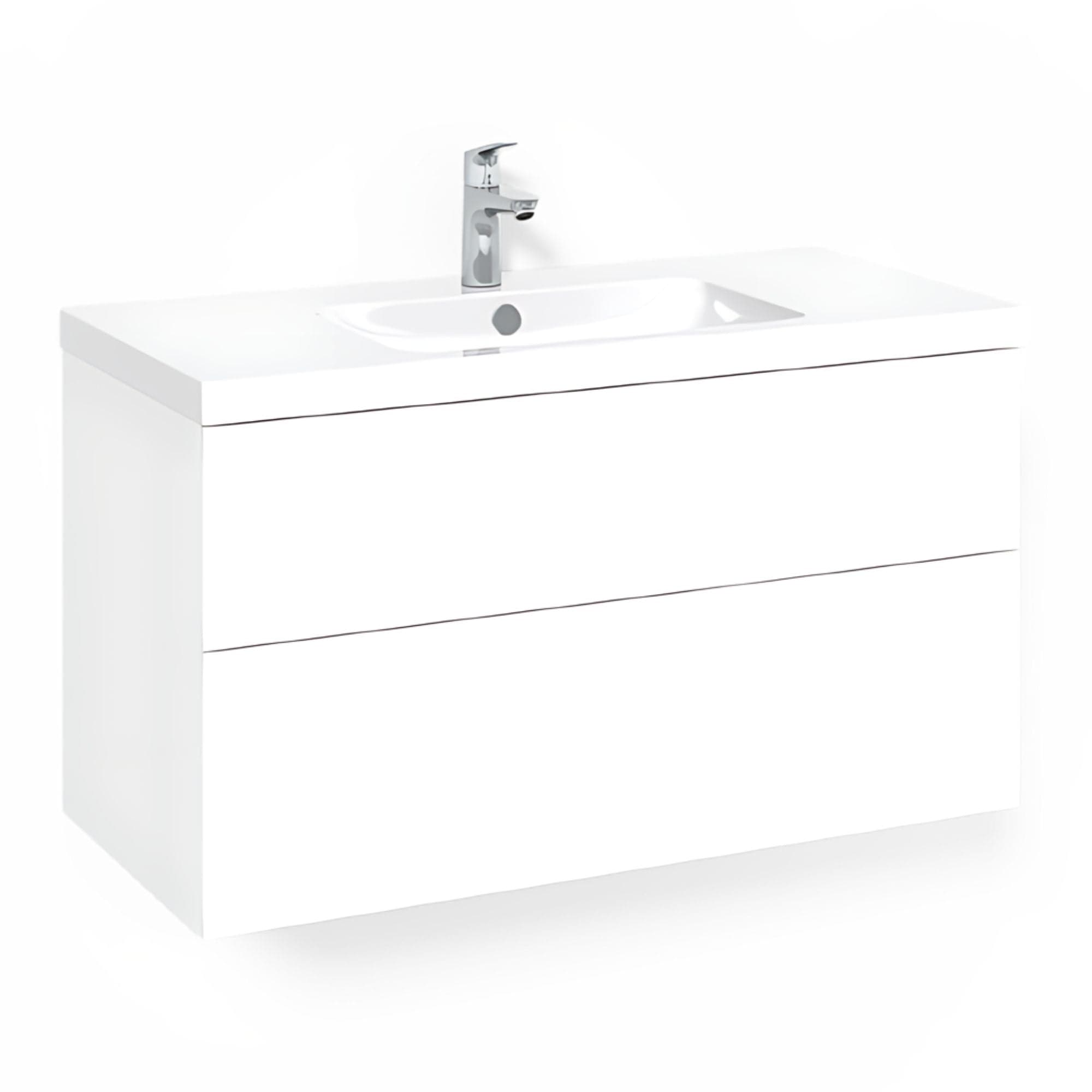 Macro Design CROWN Plain Servantskap 2 skuff - med LIGHT servant Hvit / 100cm / Light 45 Macro Design Servantskap BUN-FSK100VPL45