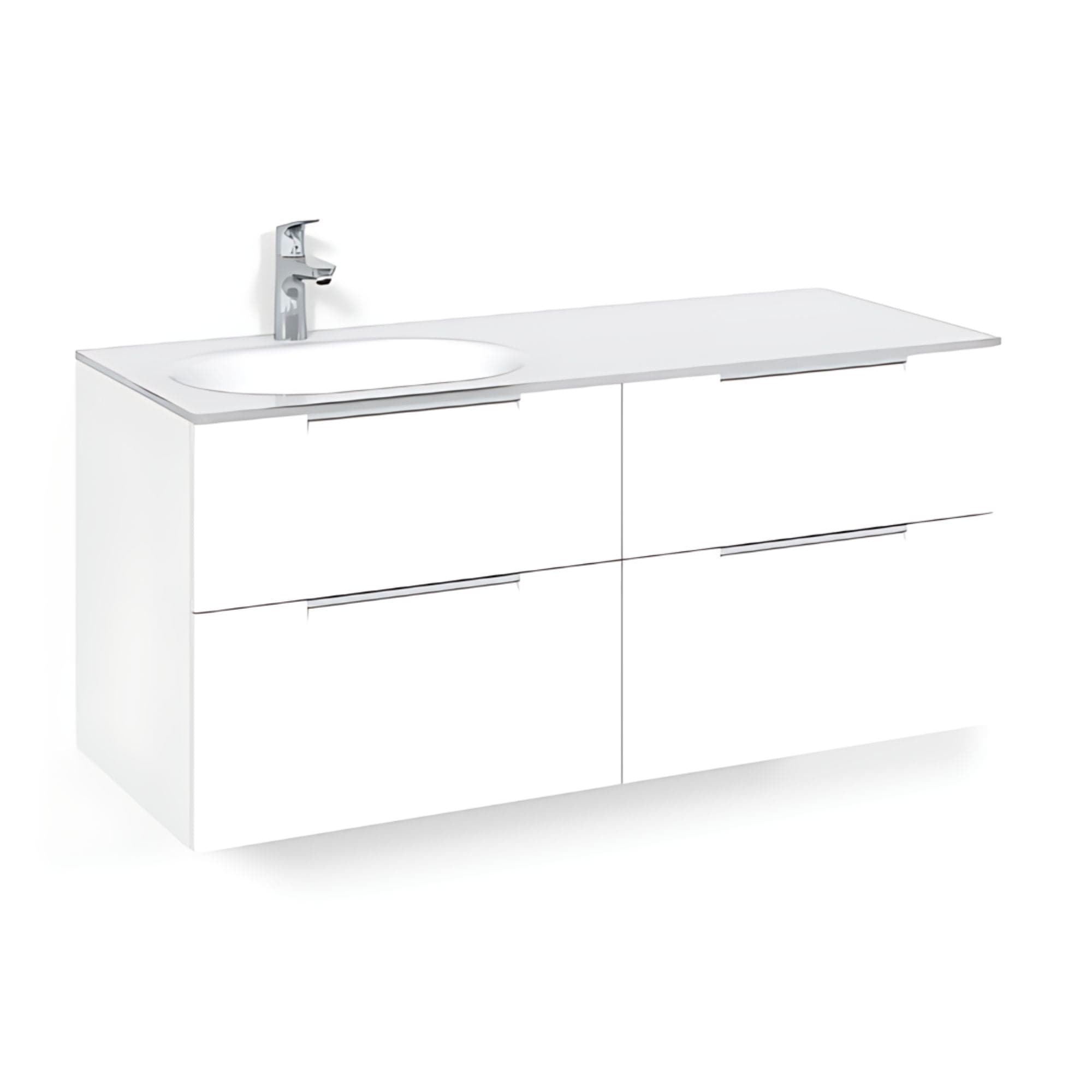 Macro Design CROWN Servantskap 4-skuff - med Venstre Glasservant 120cm Hvit / Grip / Glass Edge hvit Macro Design Møbelpakke bad BUN-FSK120VJVGVH