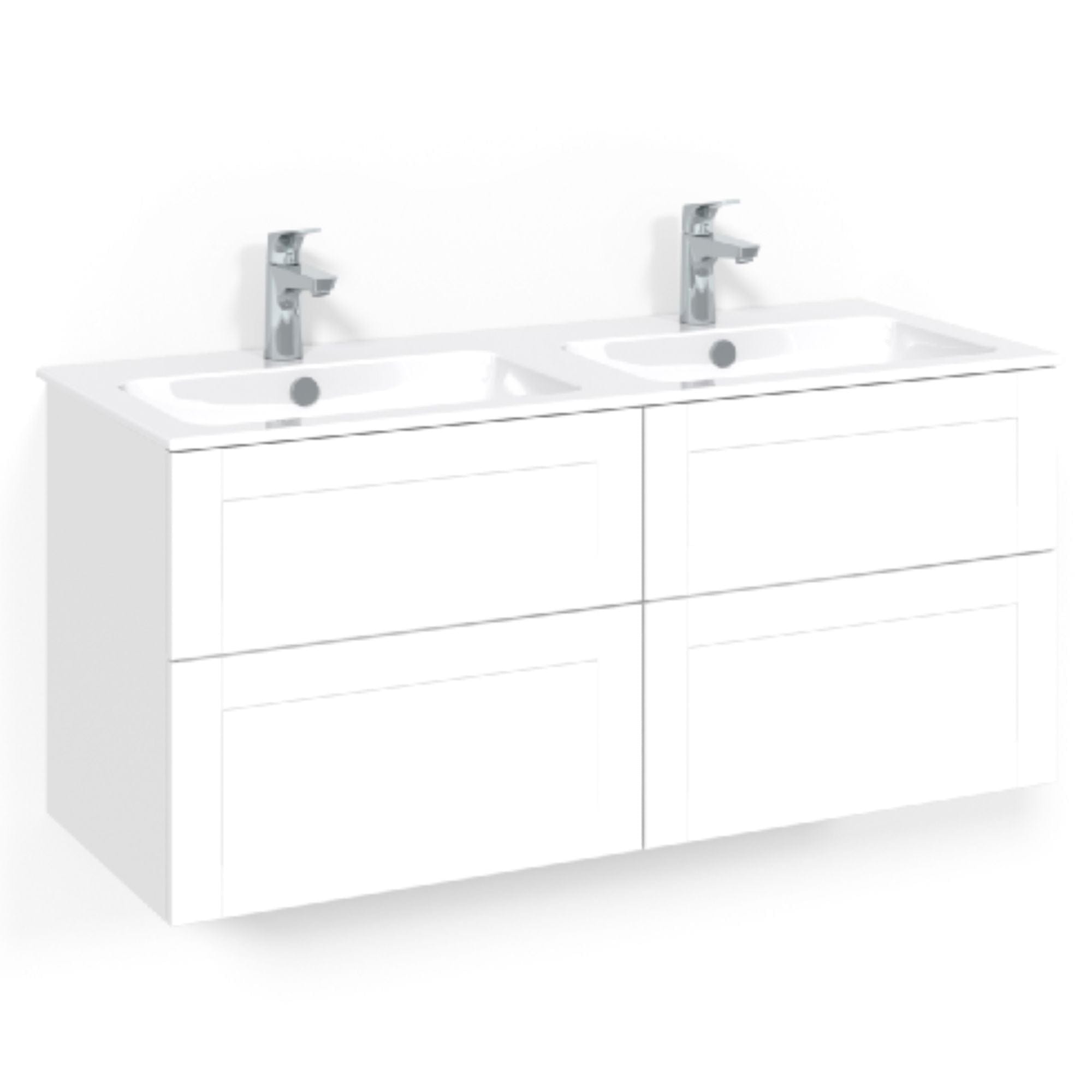 Macro Design CROWN Servantskap skuff - med LIGHT 14 servant 120cm dobbel Hvit / Frame Macro Design Møbelpakke bad BUN-FSK120VFL14