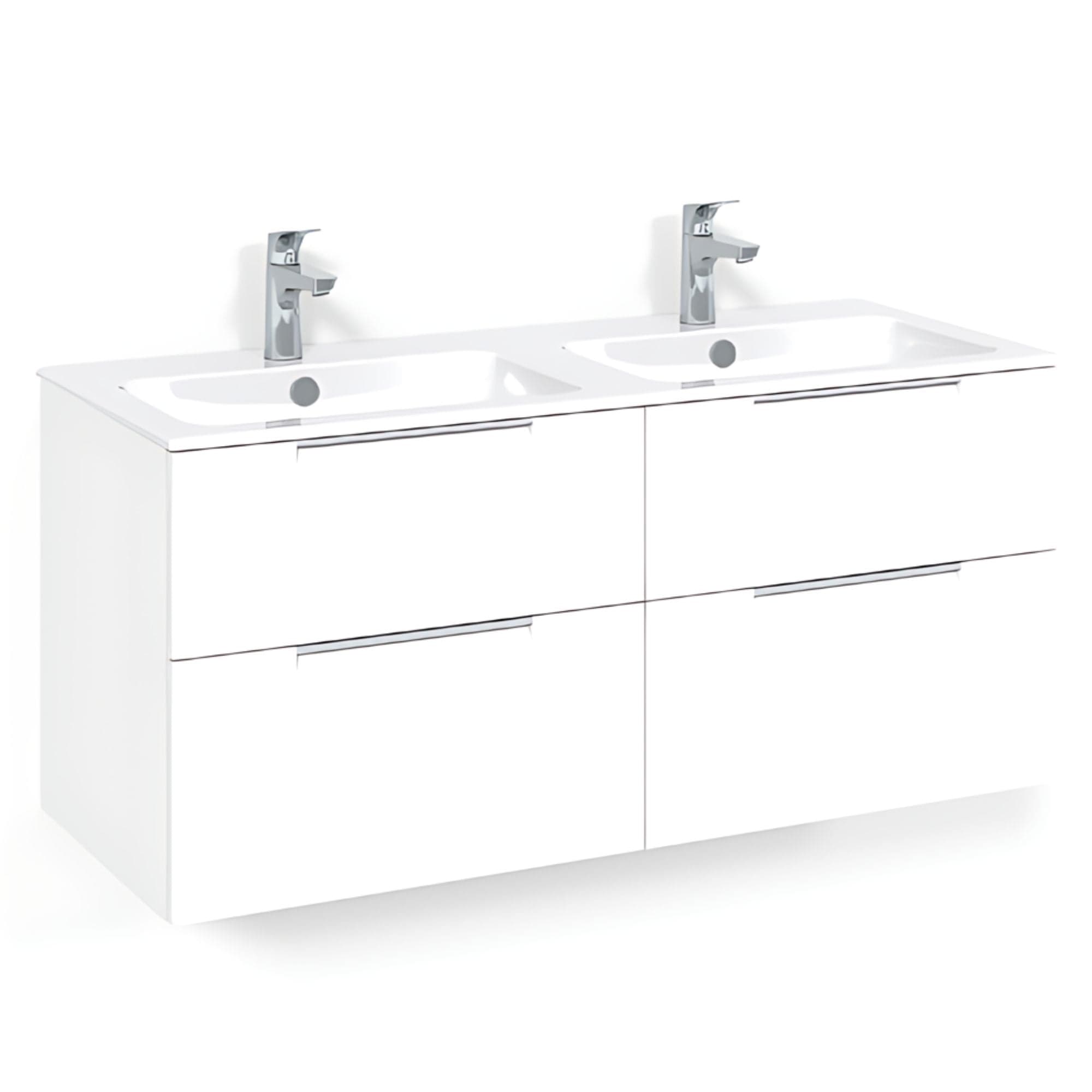 Macro Design CROWN Servantskap skuff - med LIGHT 14 servant 120cm dobbel Hvit / Grip Macro Design Møbelpakke bad BUN-FSK120VJL14