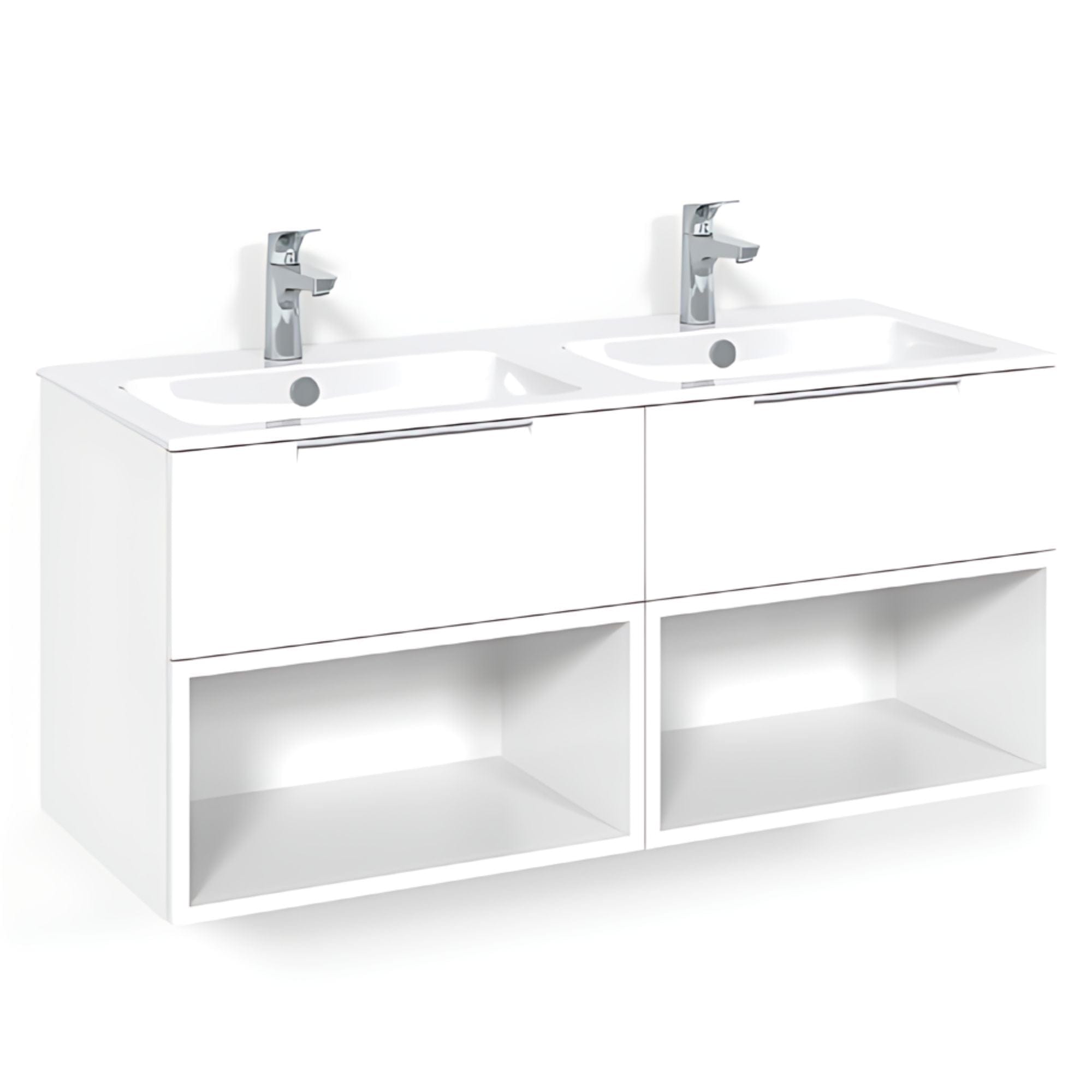 Macro Design CROWN Servantskap skuff - med LIGHT 14 servant 120cm dobbel Hvit / Open-box Macro Design Møbelpakke bad BUN-FSK120VOL14