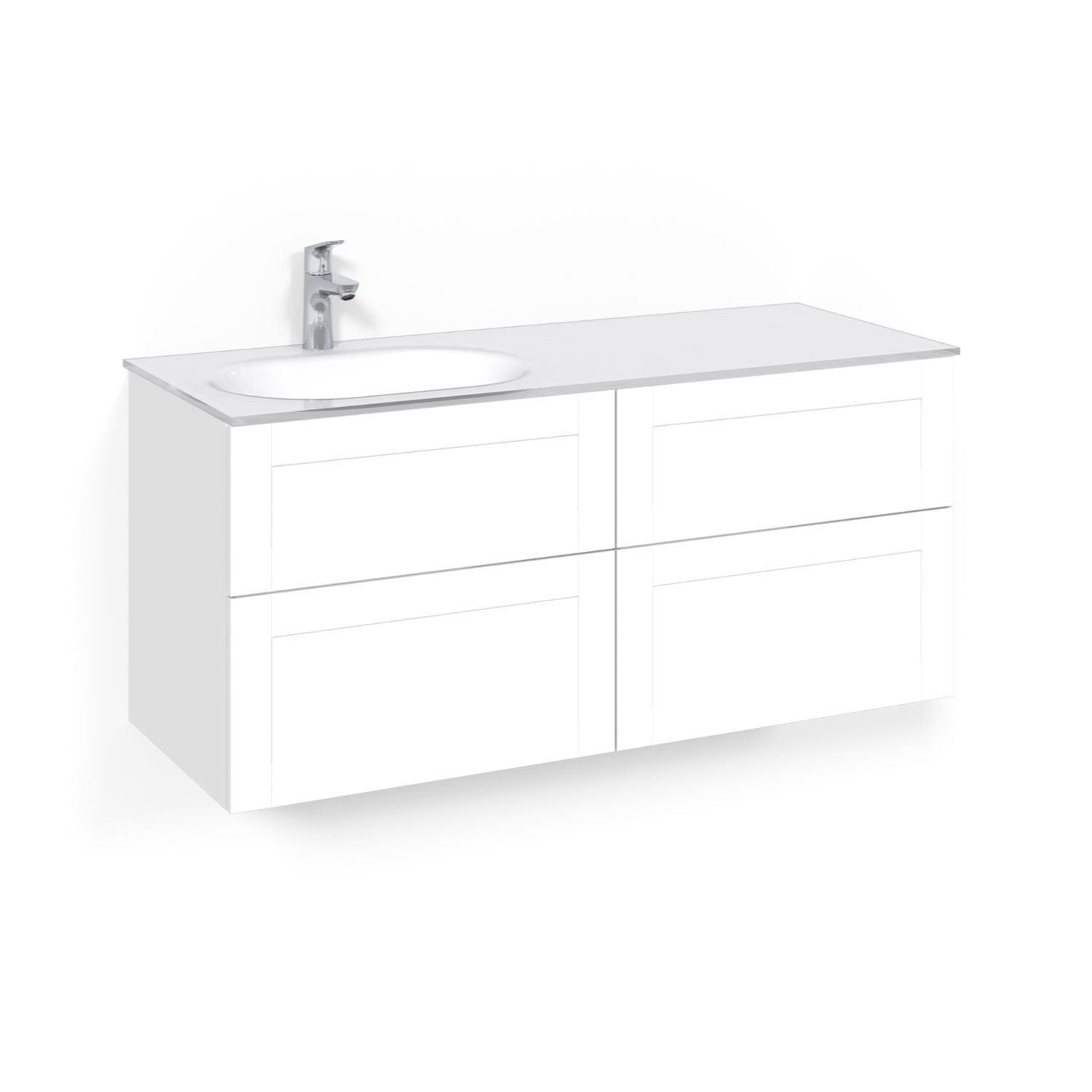 Macro Design CROWN Servantskap Venstre Hvit matt / Frame / Glass Edge hvit Macro Design Møbelpakke bad BUN-FSK120VFVGVH