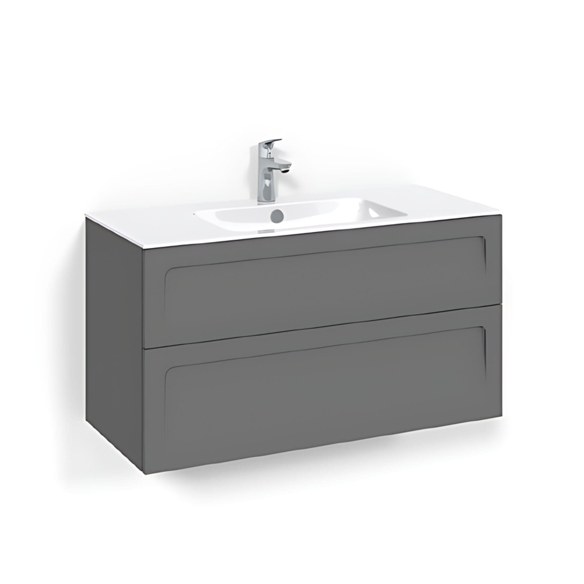 Macro Design CROWN Shape Servantskap 2 skuff - med LIGHT servant Antrasitt / 100cm / Light 8 Macro Design Møbelpakke bad BUN-FSK100ASL8