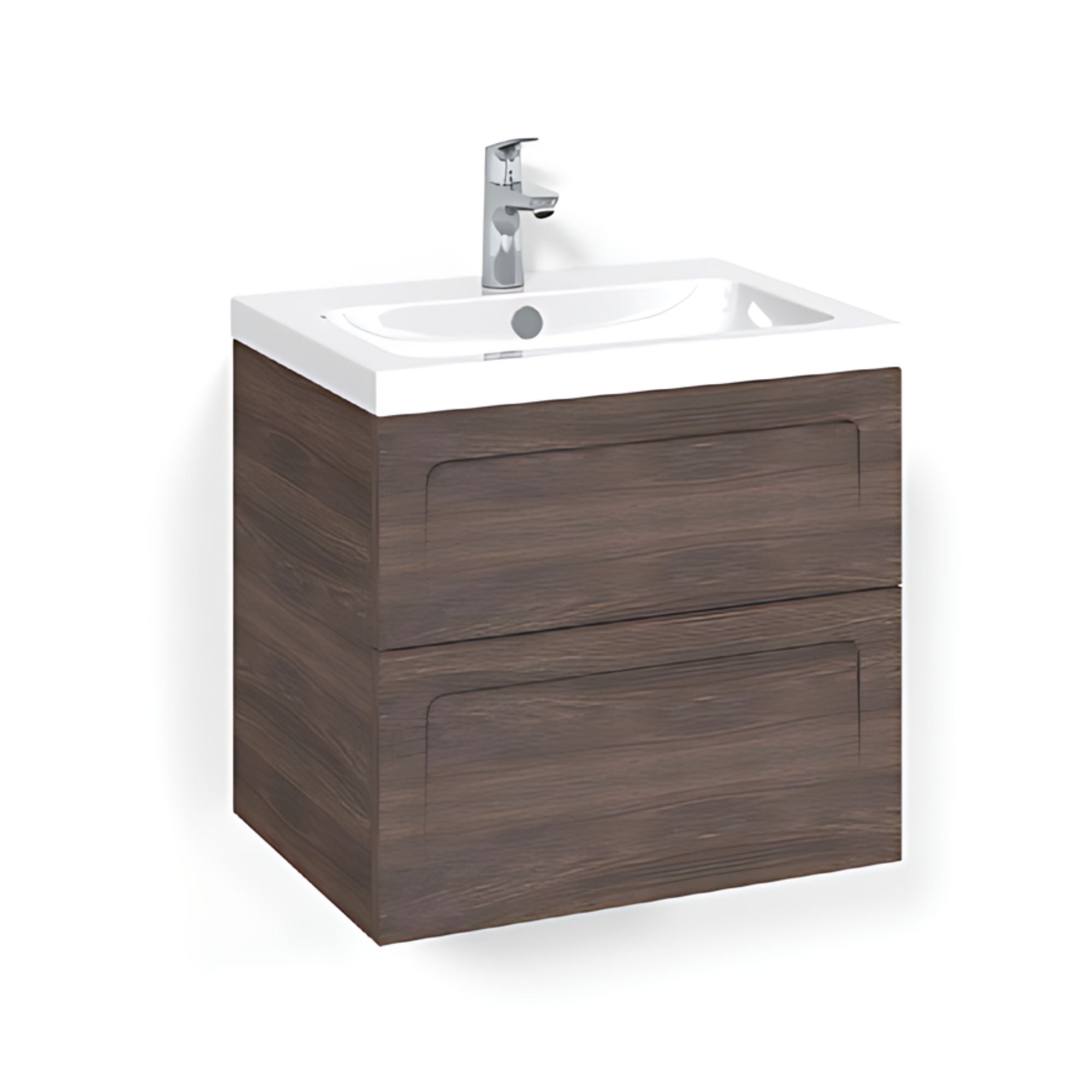 Macro Design CROWN Shape Servantskap 2 skuff - med LIGHT servant Brun ask / 60cm / Light 45 Macro Design Servantskap BUN-FSK60BSL45