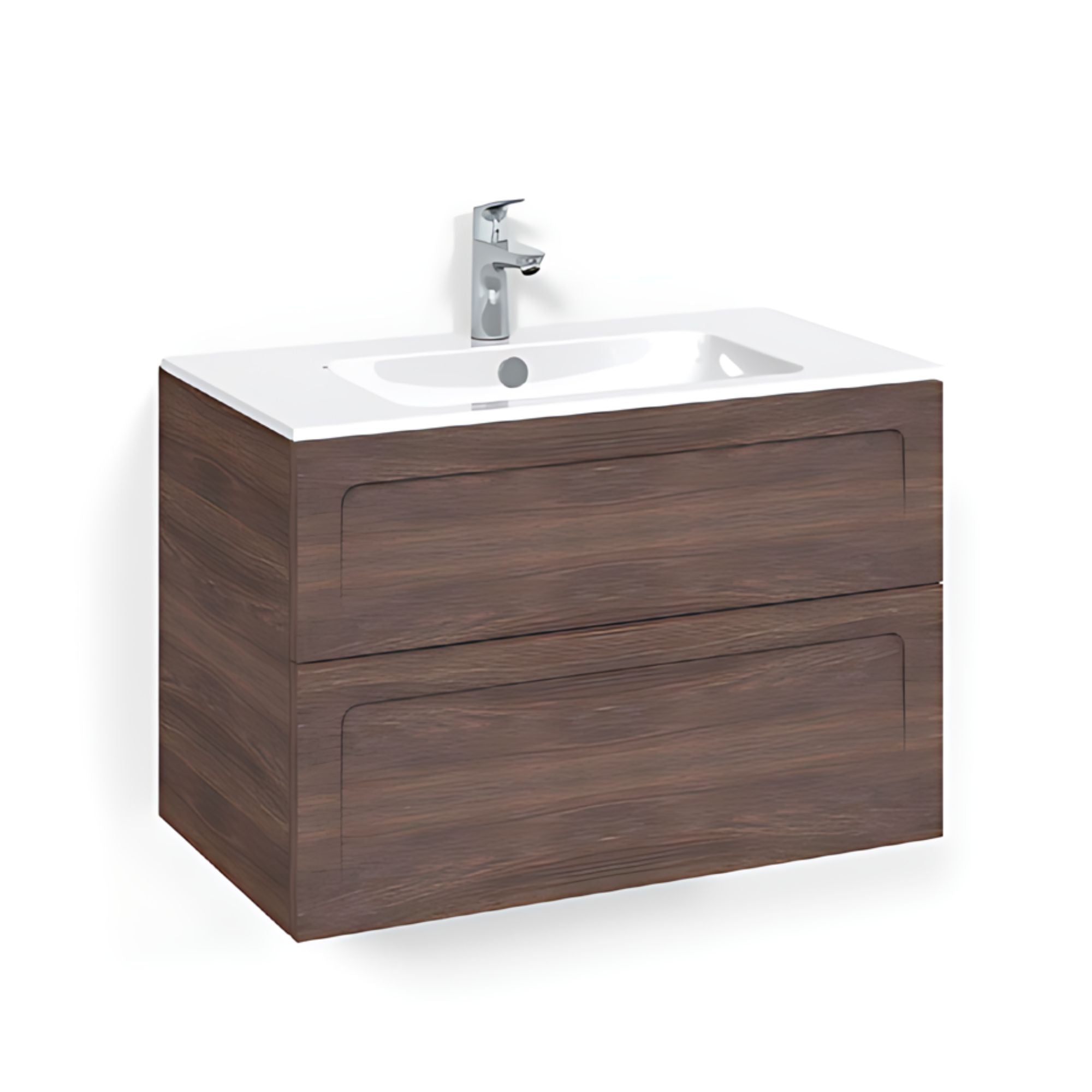 Macro Design CROWN Shape Servantskap 2 skuff - med LIGHT servant Brun ask / 80cm / Light 14 Macro Design Møbelpakke bad BUN-FSK80BSL14