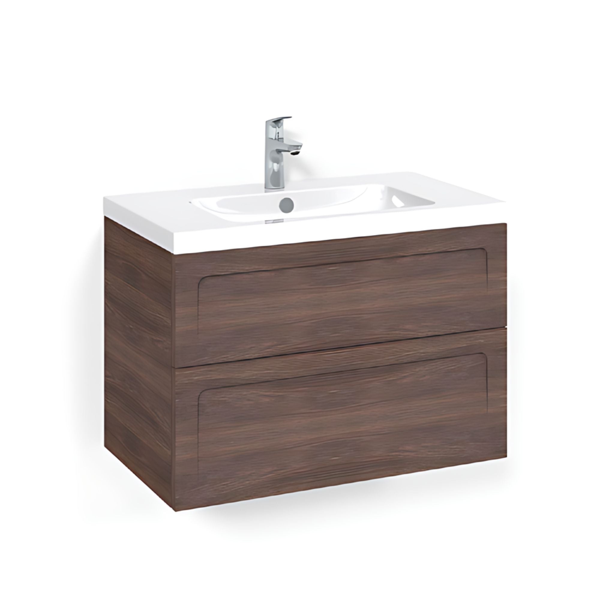 Macro Design CROWN Shape Servantskap 2 skuff - med LIGHT servant Brun ask / 80cm / Light 45 Macro Design Møbelpakke bad BUN-FSK80BSL45