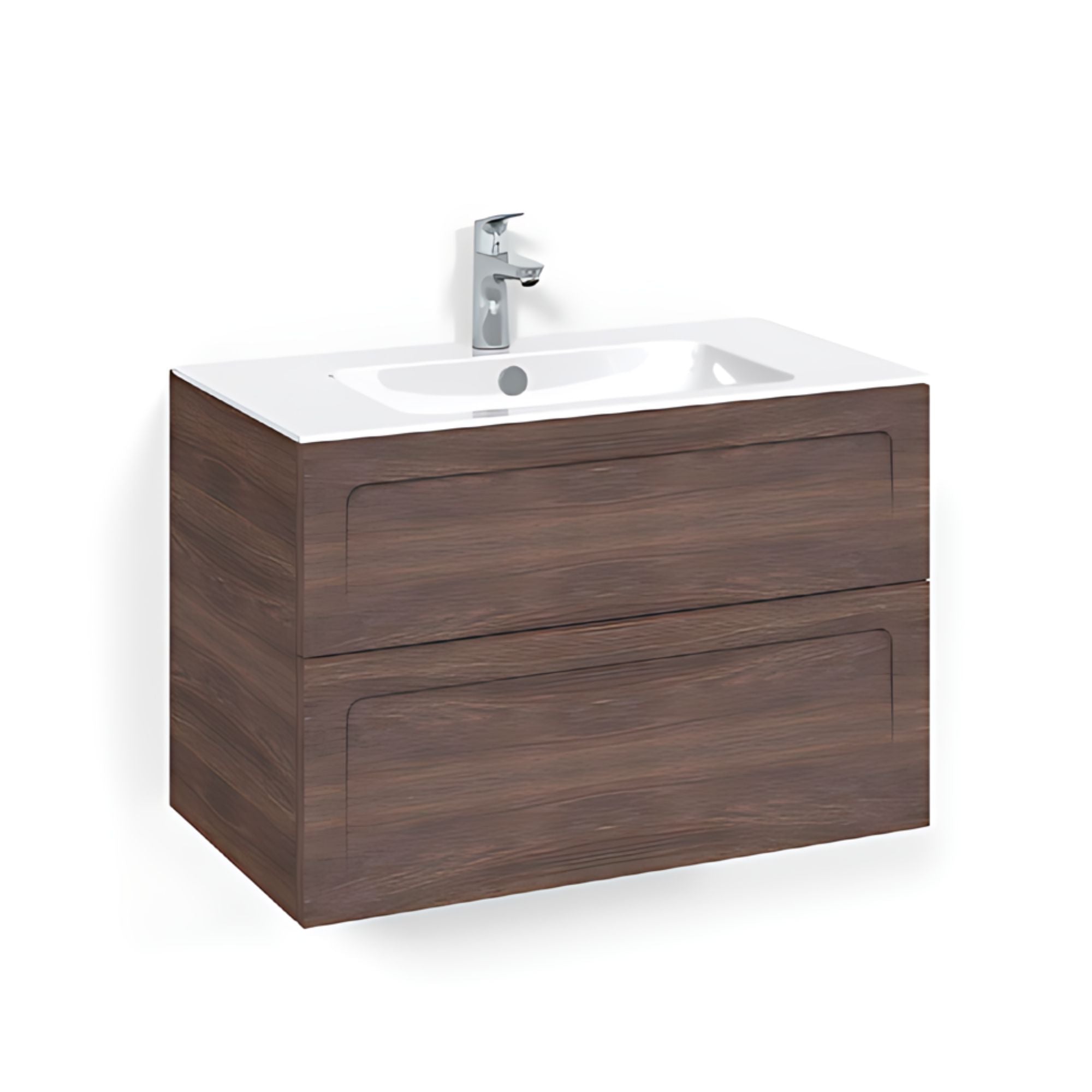 Macro Design CROWN Shape Servantskap 2 skuff - med LIGHT servant Brun ask / 80cm / Light 8 Macro Design Møbelpakke bad BUN-FSK80BSL8